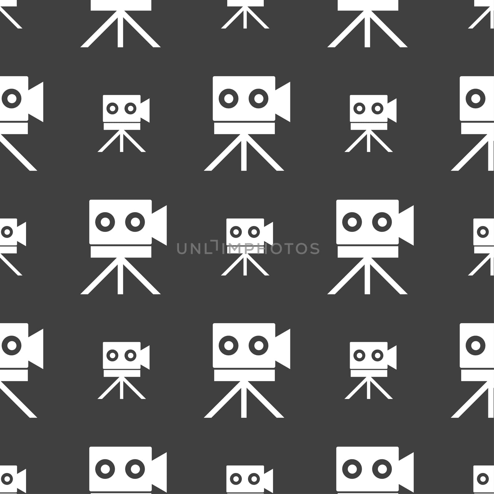 Video camera sign icon.content button. Seamless pattern on a gray background. illustration