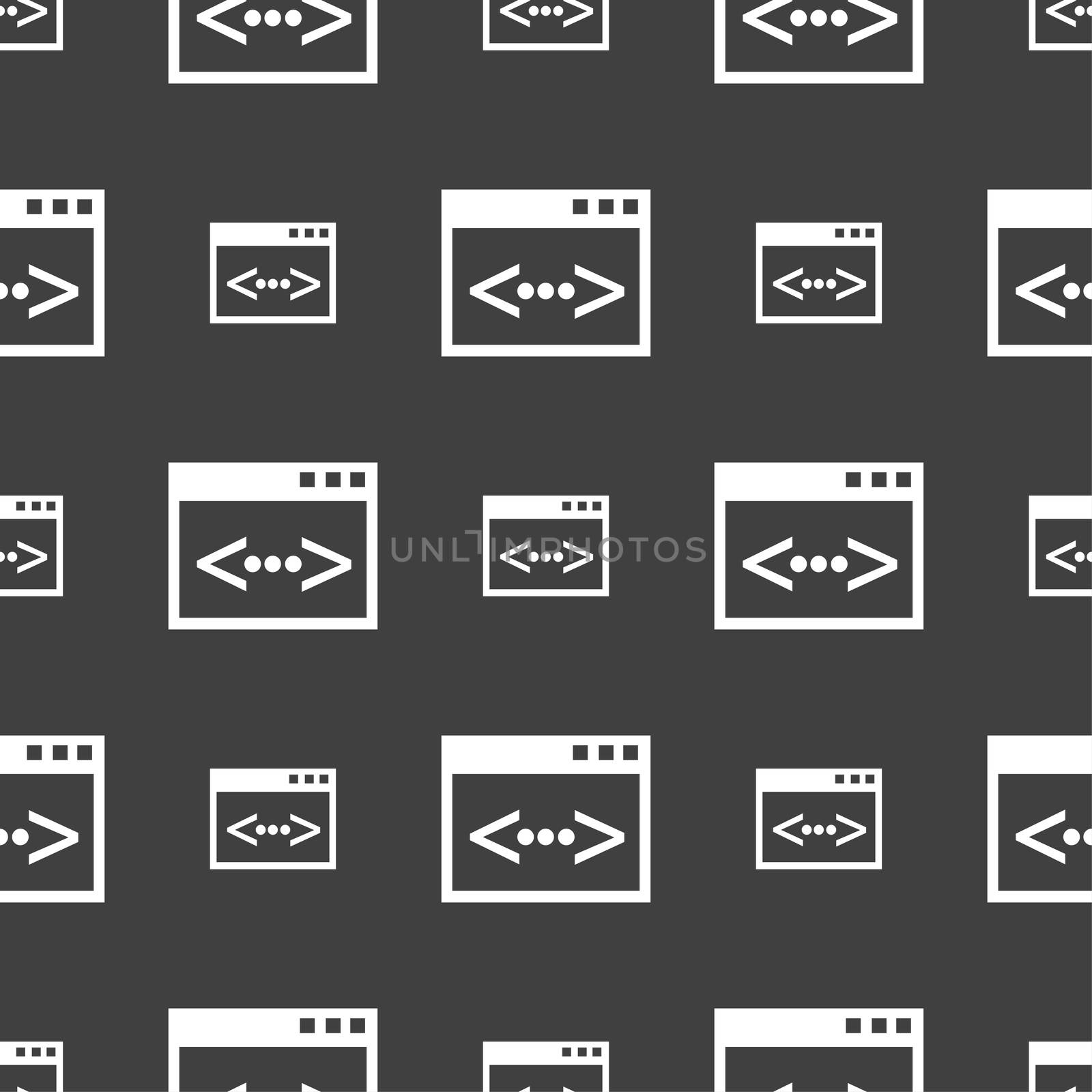 Code sign icon. Programmer symbol. Seamless pattern on a gray background.  by serhii_lohvyniuk