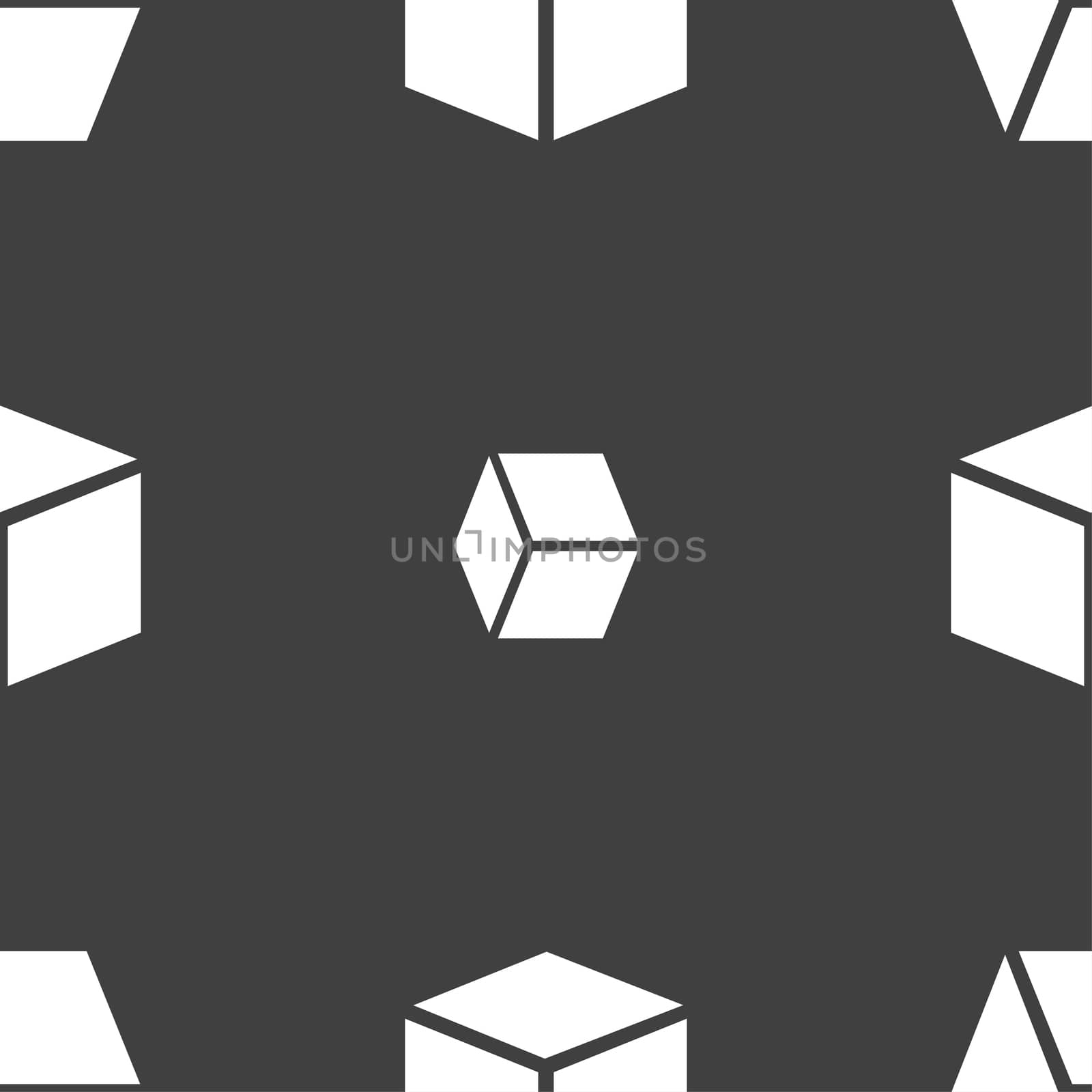 3d cube icon sign. Seamless pattern on a gray background.  by serhii_lohvyniuk