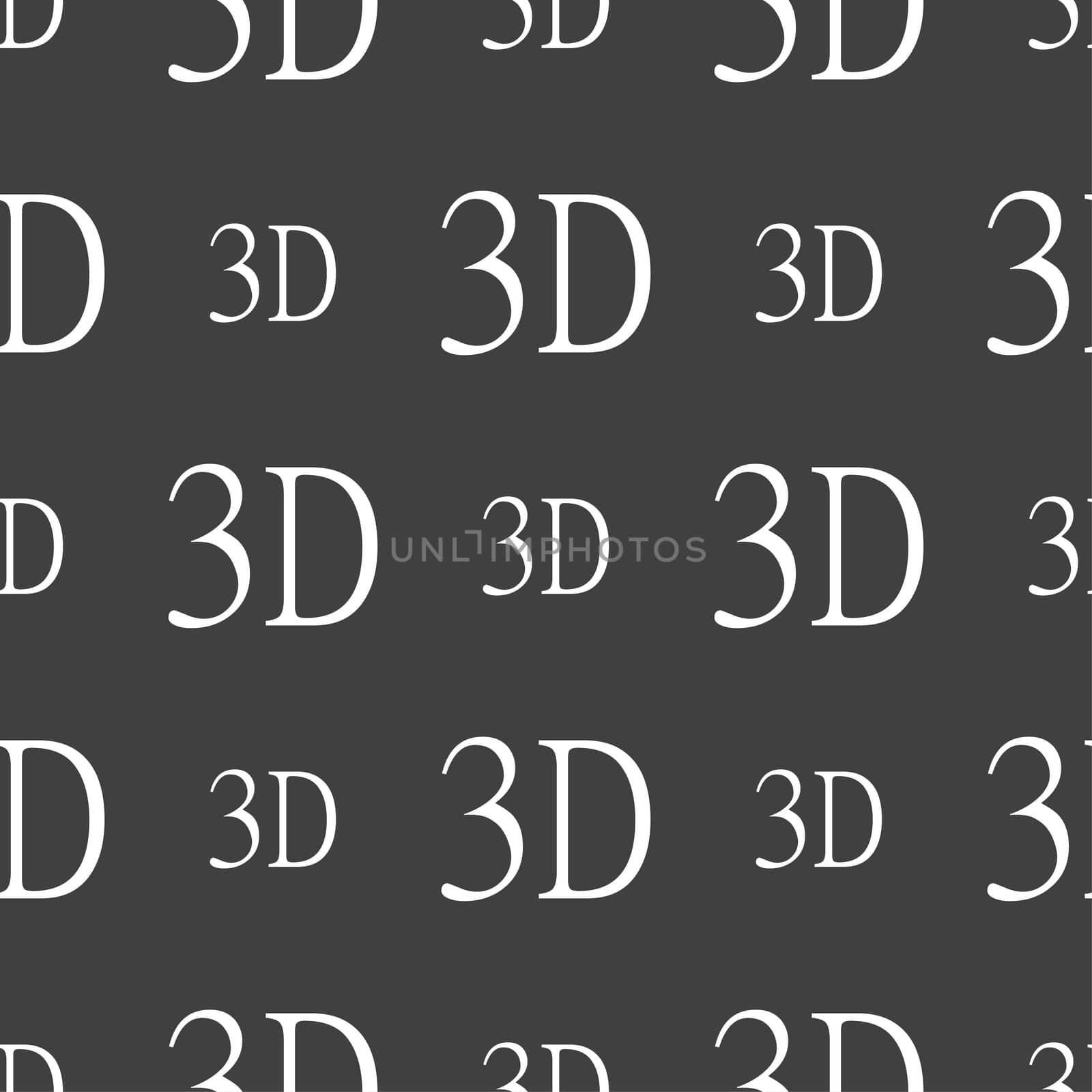 3D sign icon. 3D New technology symbol. Seamless pattern on a gray background. illustration