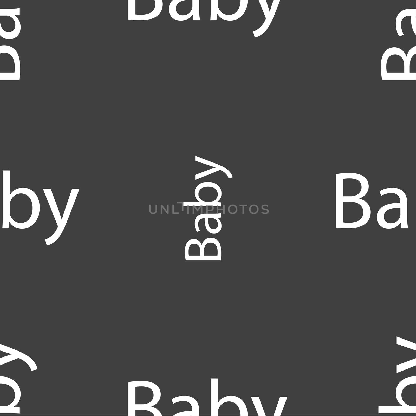 Baby on board sign icon. Infant in car caution symbol. Baby pacifier nipple. Seamless pattern on a gray background. illustration