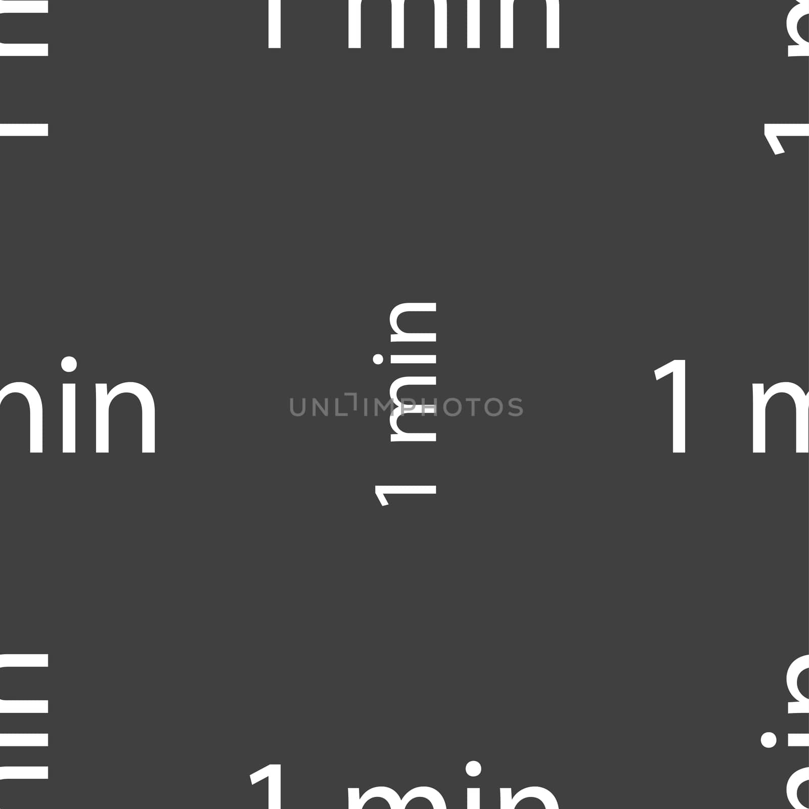 1 minutes sign icon. Seamless pattern on a gray background. illustration