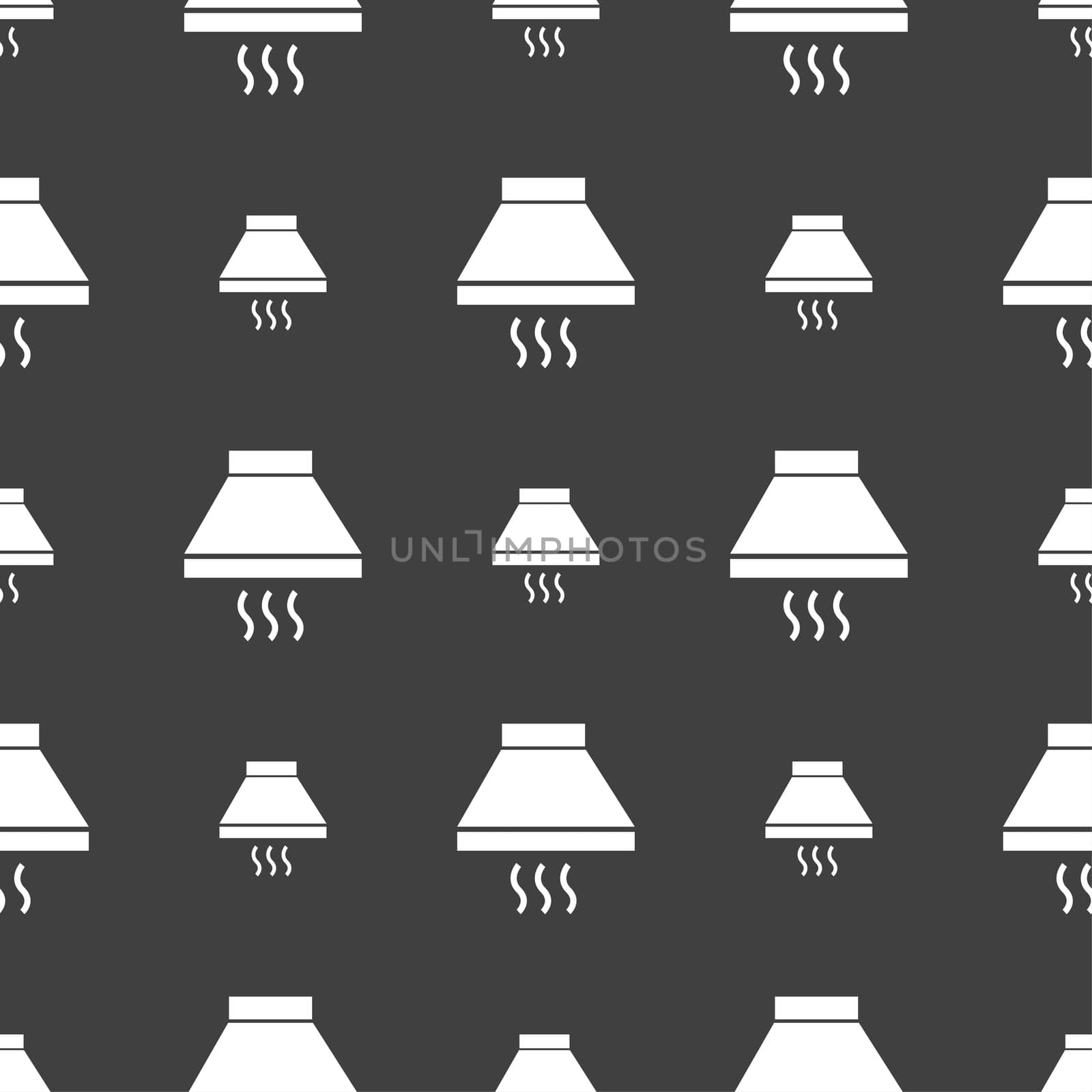Kitchen hood icon sign. Seamless pattern on a gray background.  by serhii_lohvyniuk