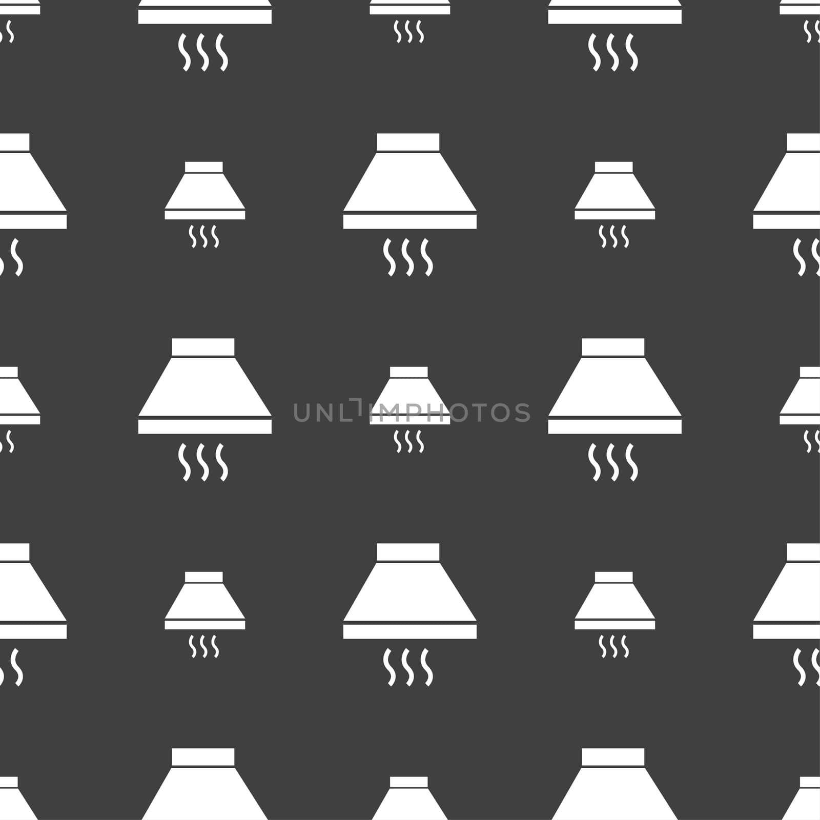 Kitchen hood icon sign. Seamless pattern on a gray background. illustration