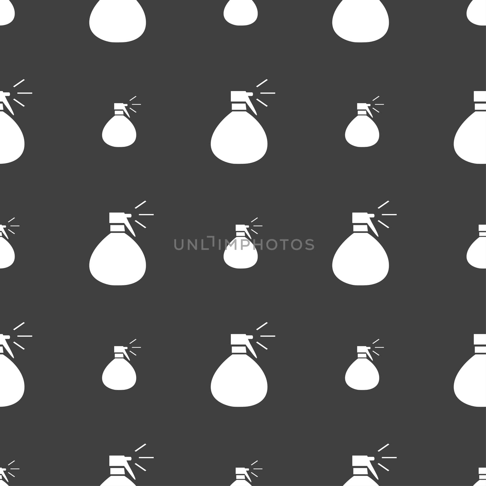 plastic spray of water icon sign. Seamless pattern on a gray background.  by serhii_lohvyniuk