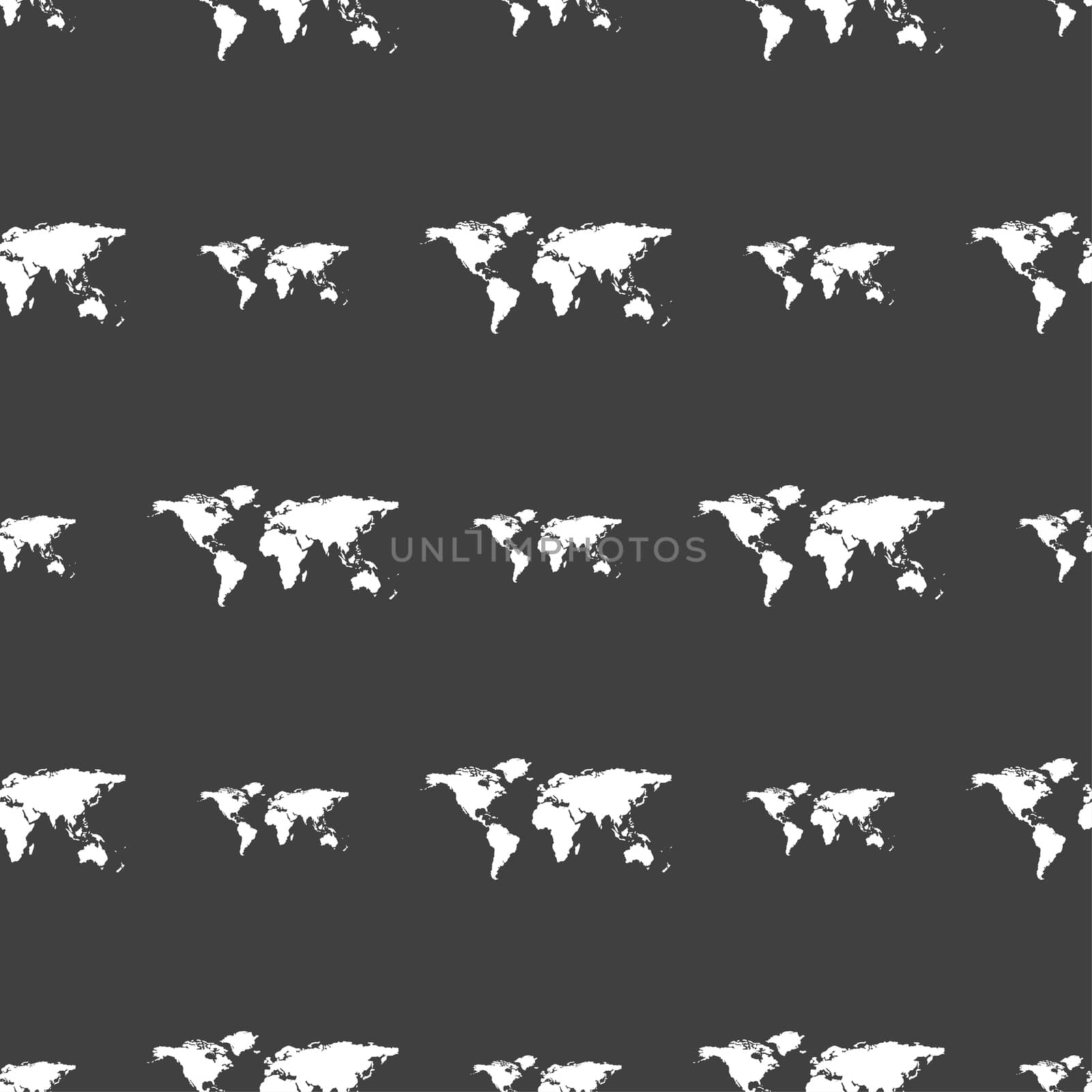 Globe sign icon. World map geography symbol. Seamless pattern on a gray background. illustration