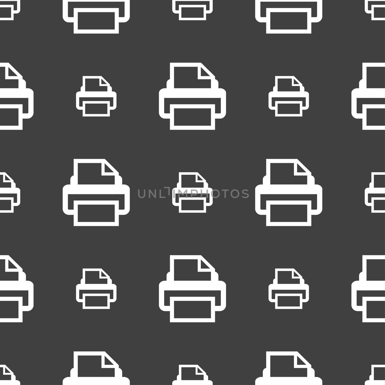 Print sign icon. Printing symbol. Seamless pattern on a gray background.  by serhii_lohvyniuk