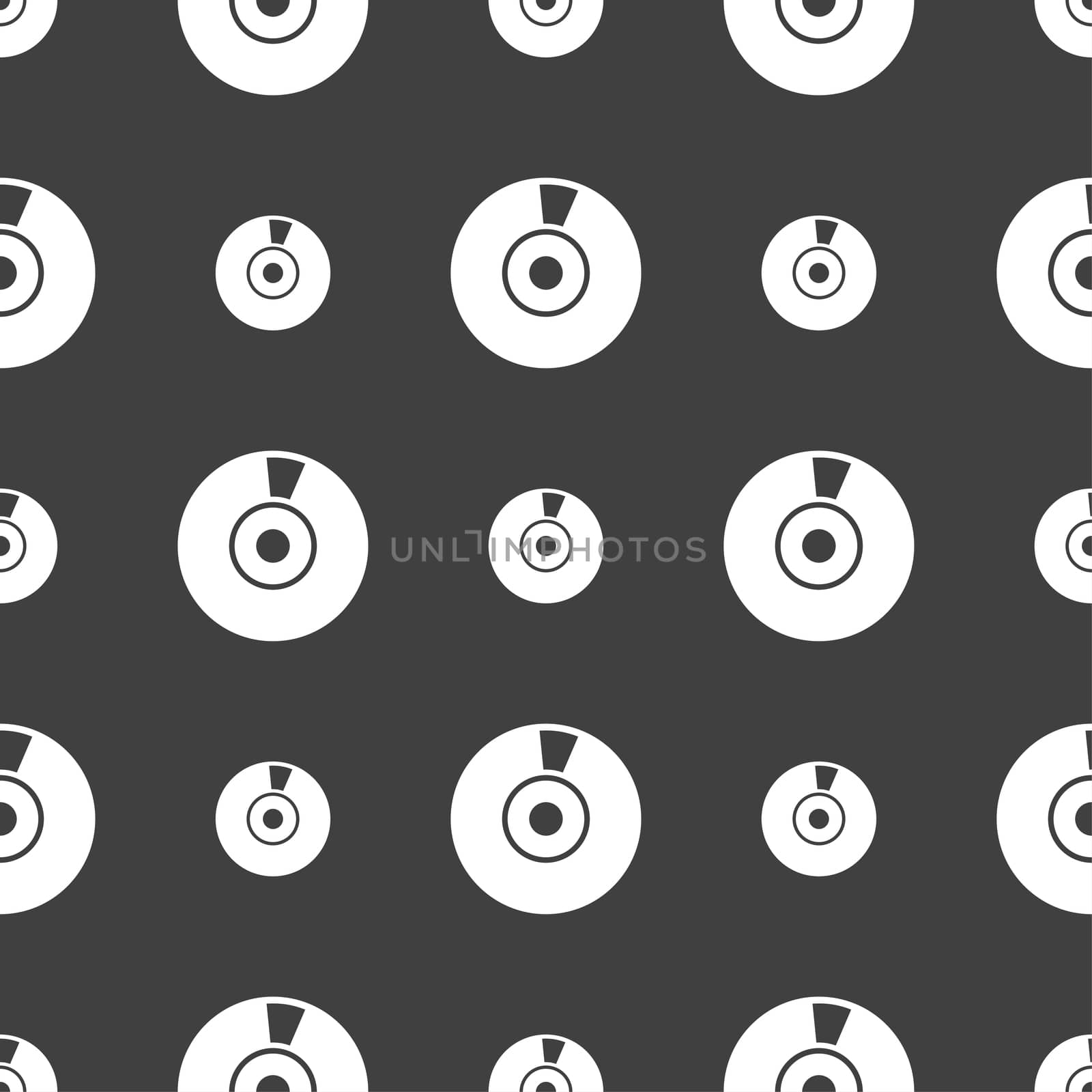 CD or DVD icon sign. Seamless pattern on a gray background.  by serhii_lohvyniuk