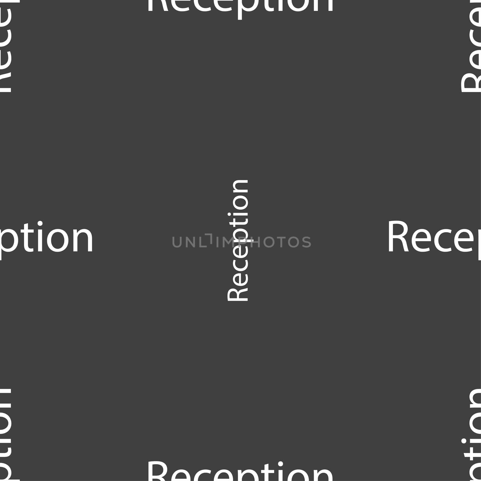 Reception sign icon. Hotel registration table symbol. Seamless pattern on a gray background. illustration