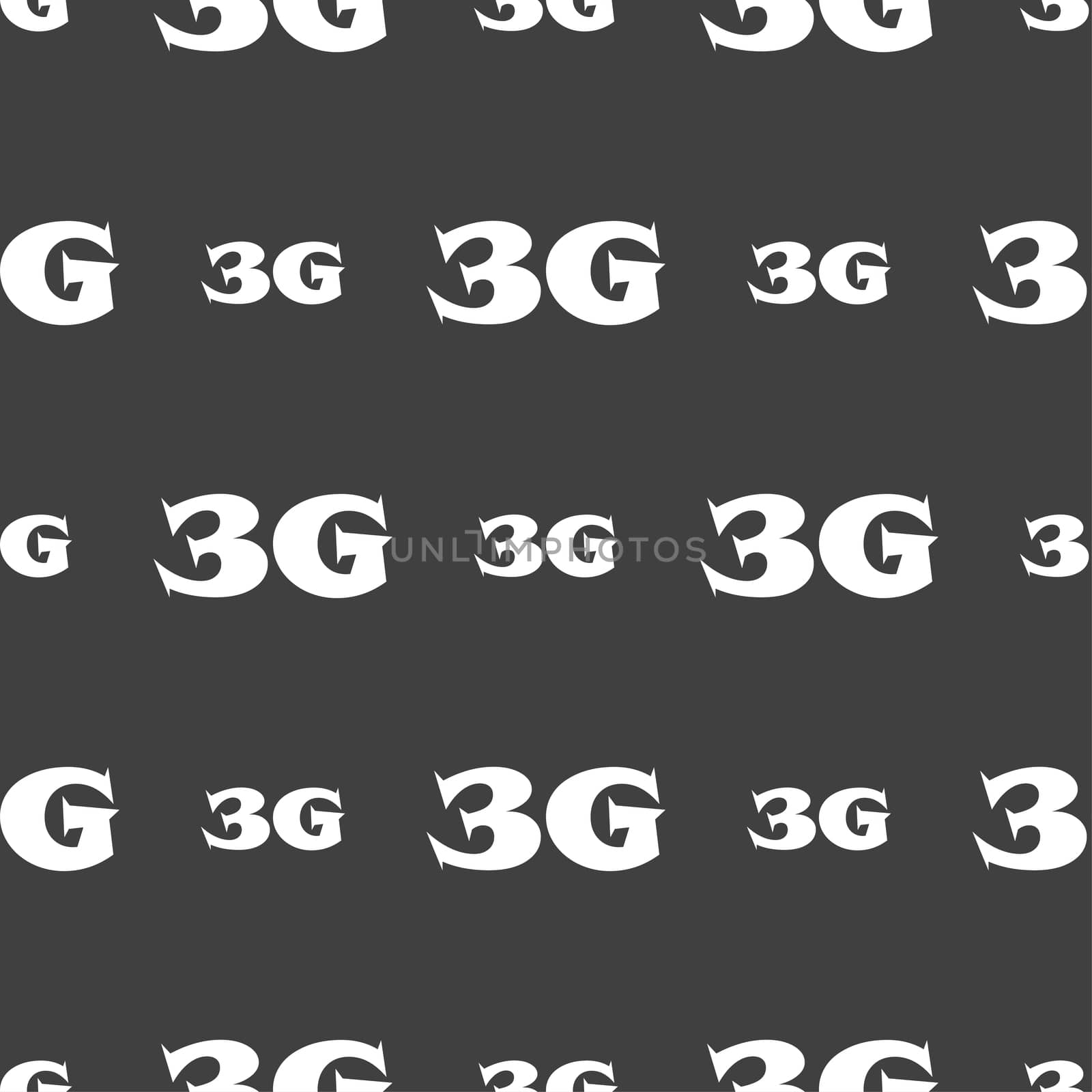 3G sign icon. Mobile telecommunications technology symbol. Seamless pattern on a gray background. illustration