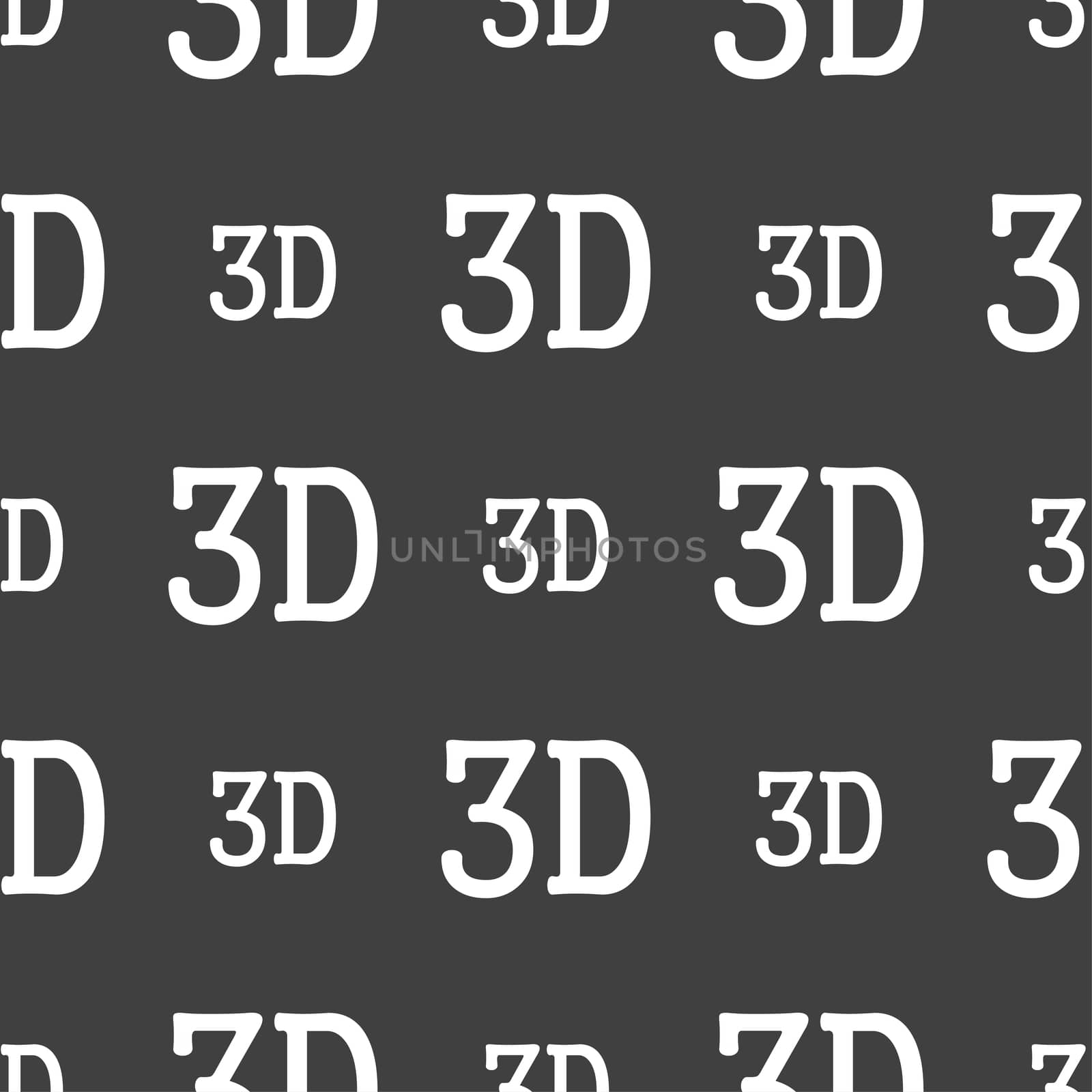 3D sign icon. 3D New technology symbol. Seamless pattern on a gray background. illustration