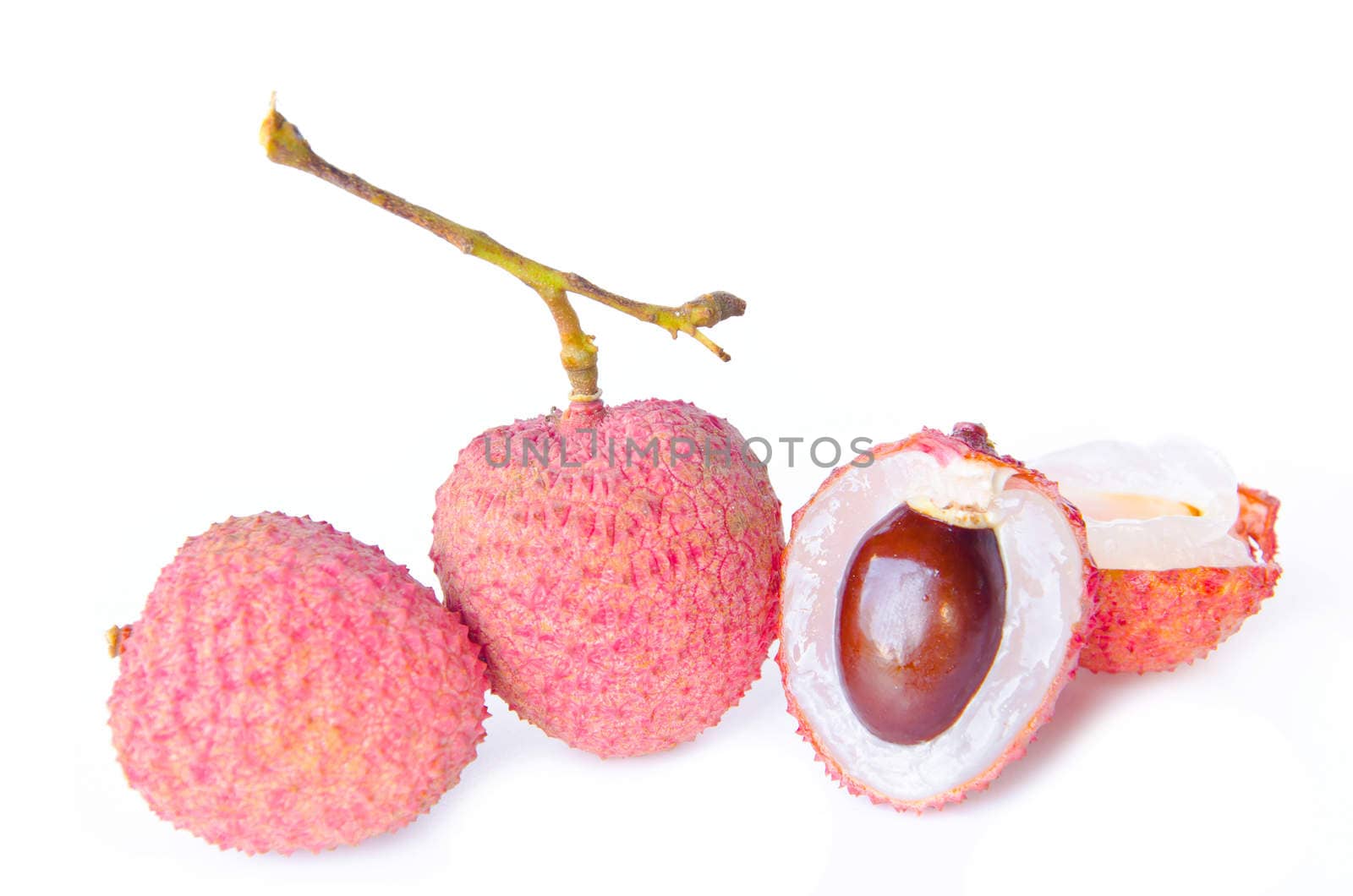 Lychee. Fresh lychees isolated on white background