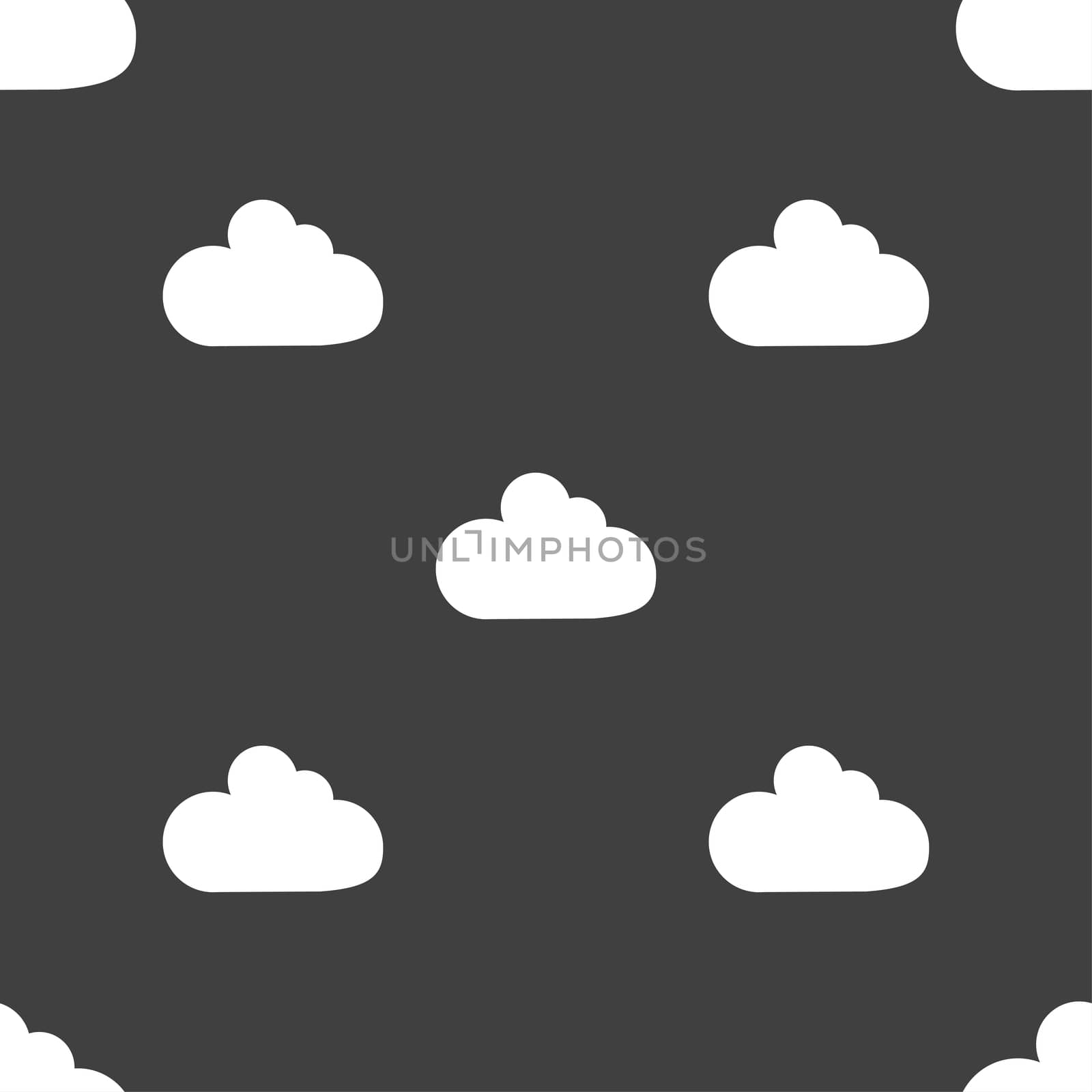 Cloud sign icon. Data storage symbol. Seamless pattern on a gray background.  by serhii_lohvyniuk