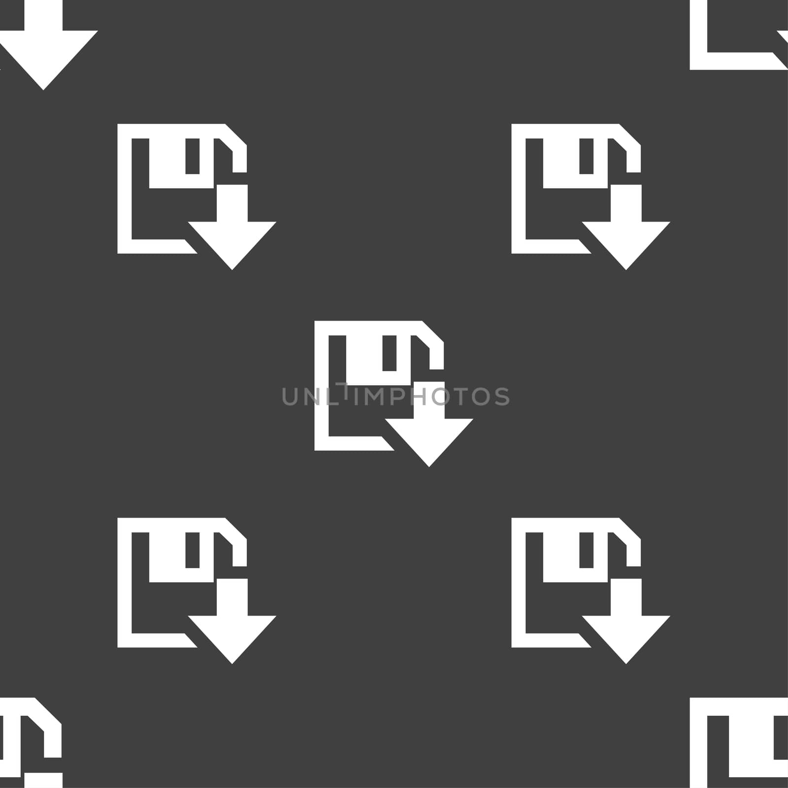 floppy icon. Flat modern design. Seamless pattern on a gray background. illustration