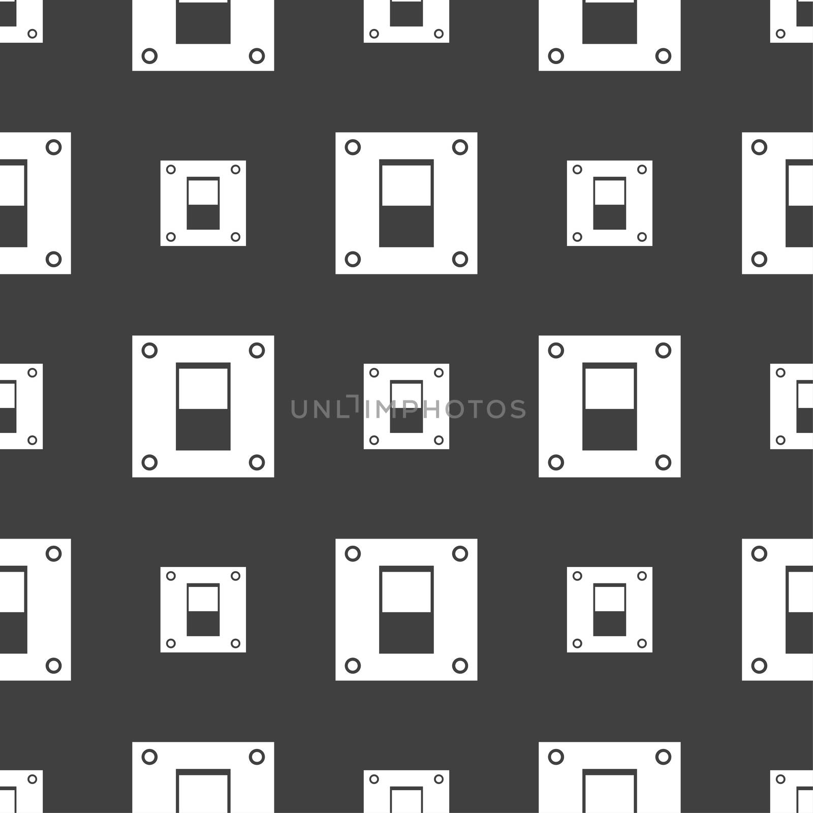 Power switch icon sign. Seamless pattern on a gray background. illustration