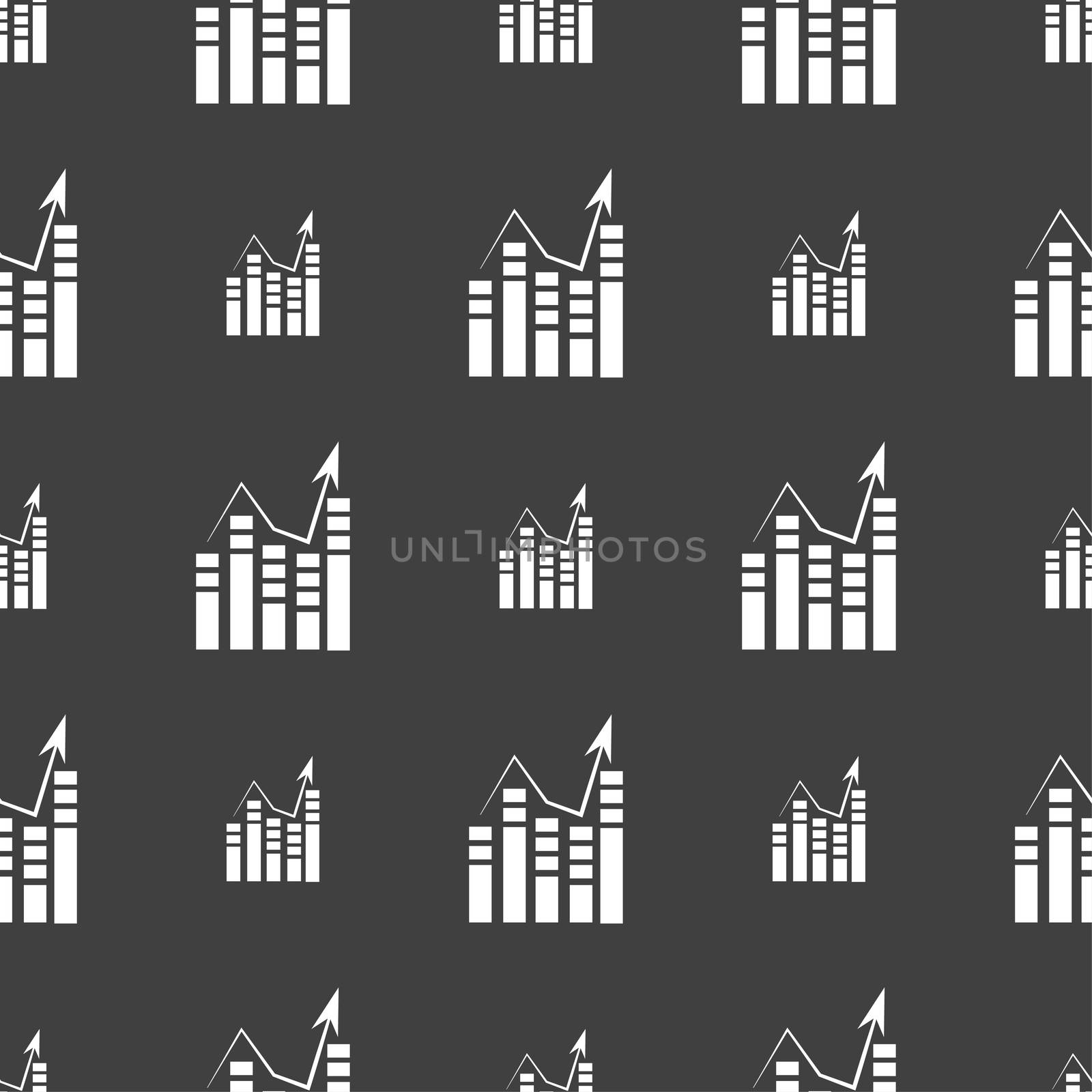 Graph icon sign. Seamless pattern on a gray background. illustration