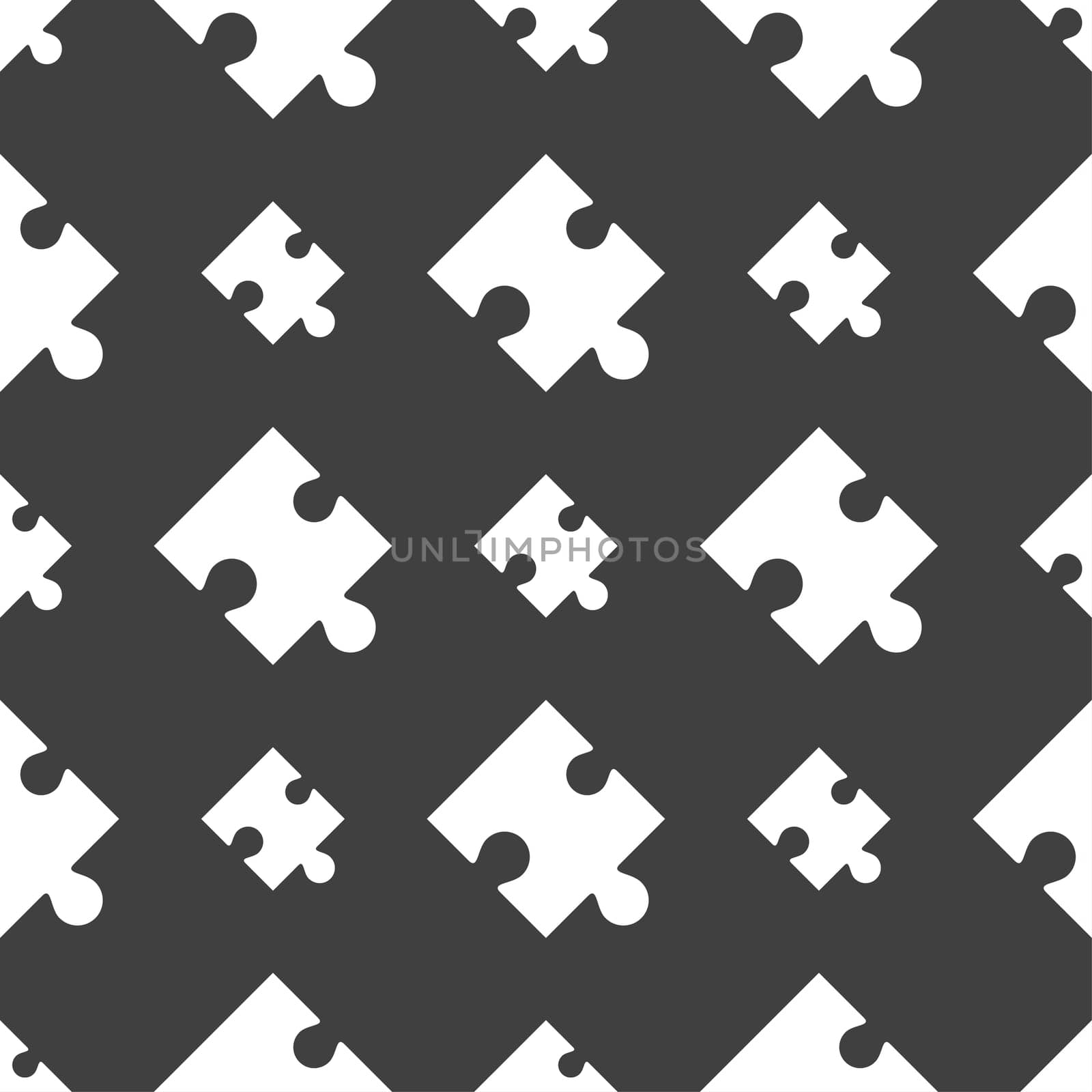 Puzzle piece icon sign. Seamless pattern on a gray background. illustration