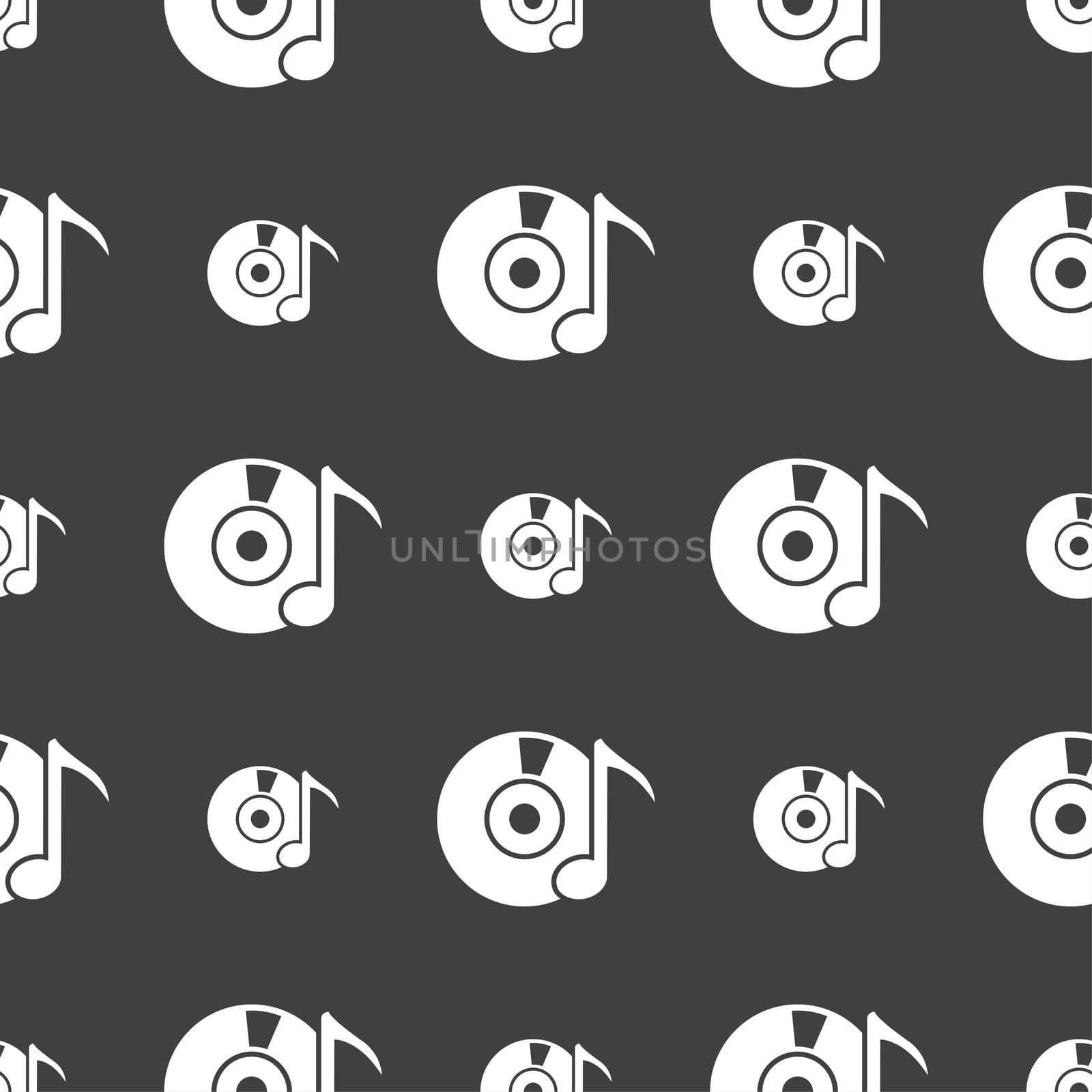 CD or DVD icon sign. Seamless pattern on a gray background.  by serhii_lohvyniuk