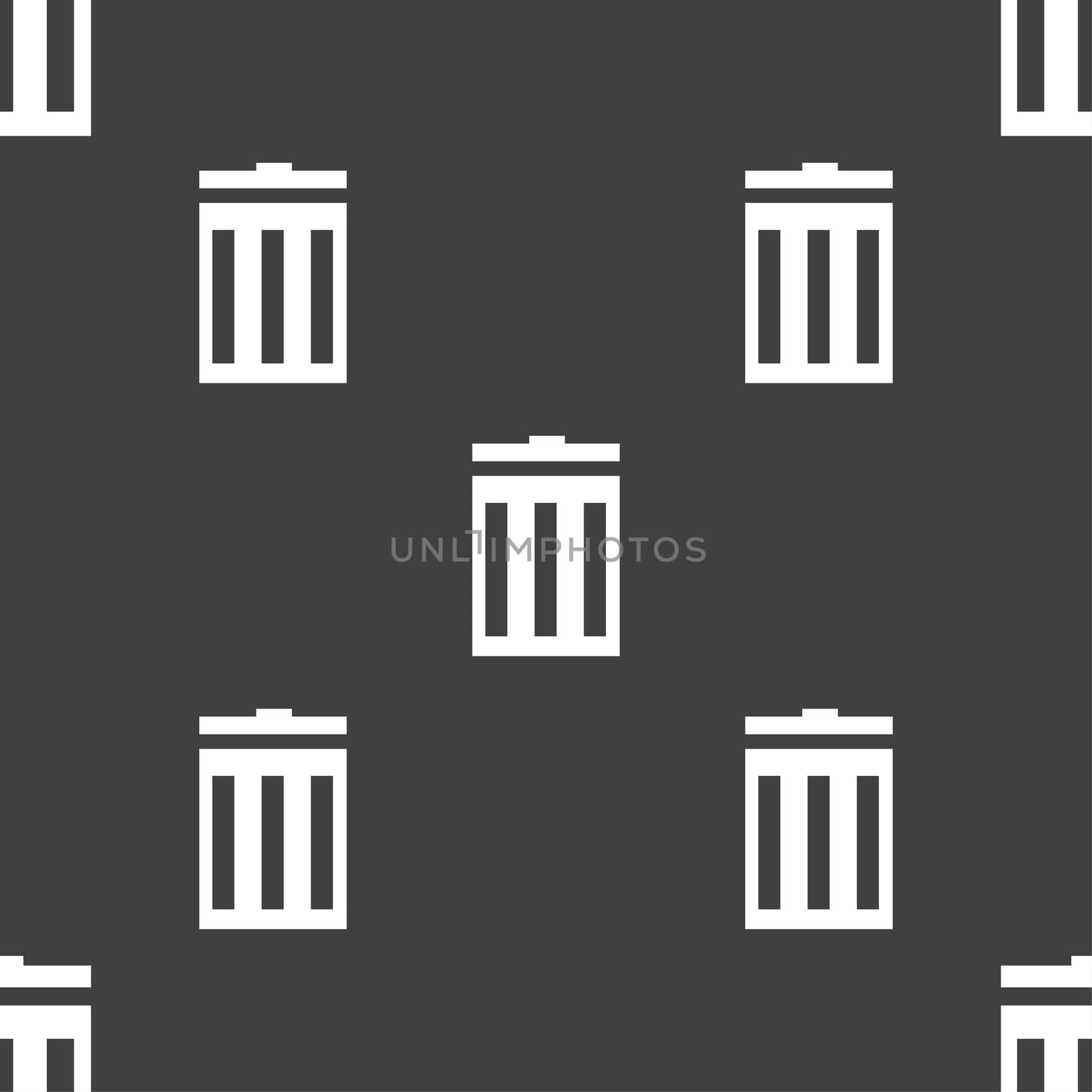 Recycle bin sign icon. Symbol. Seamless pattern on a gray background. illustration