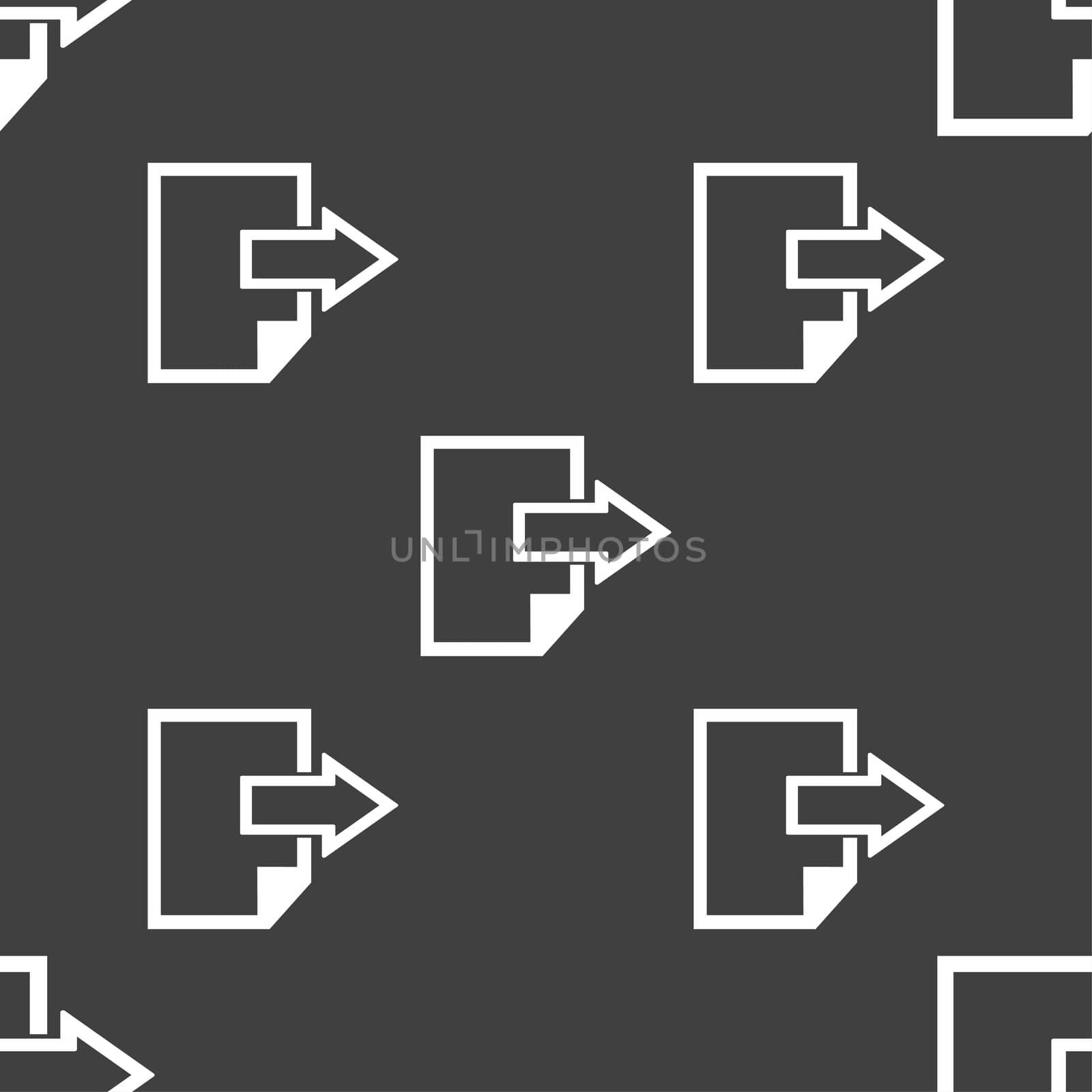 Export file icon. File document symbol. Seamless pattern on a gray background. illustration