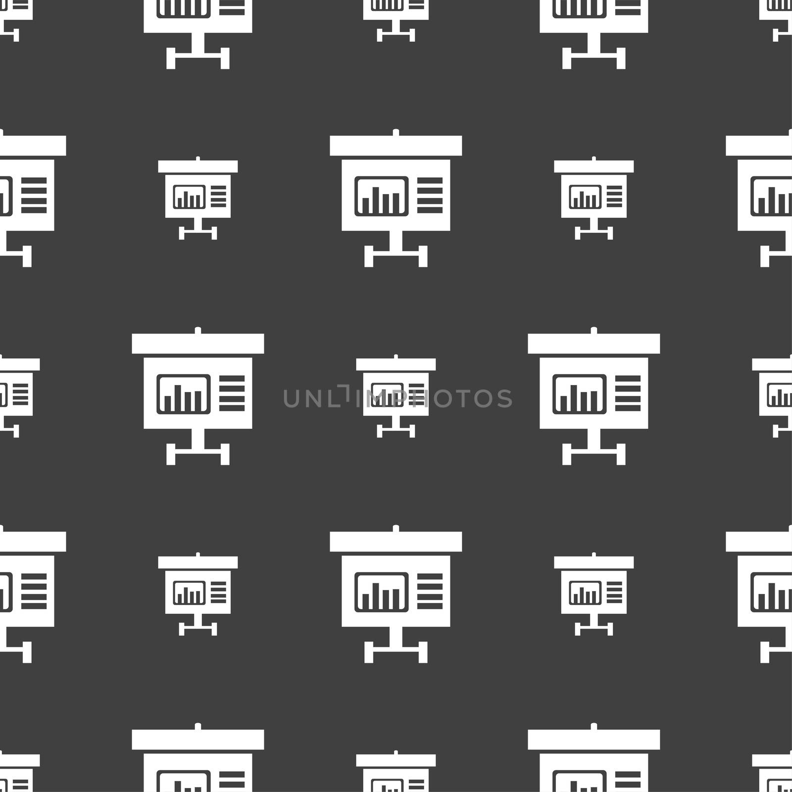 Graph icon sign. Seamless pattern on a gray background. illustration