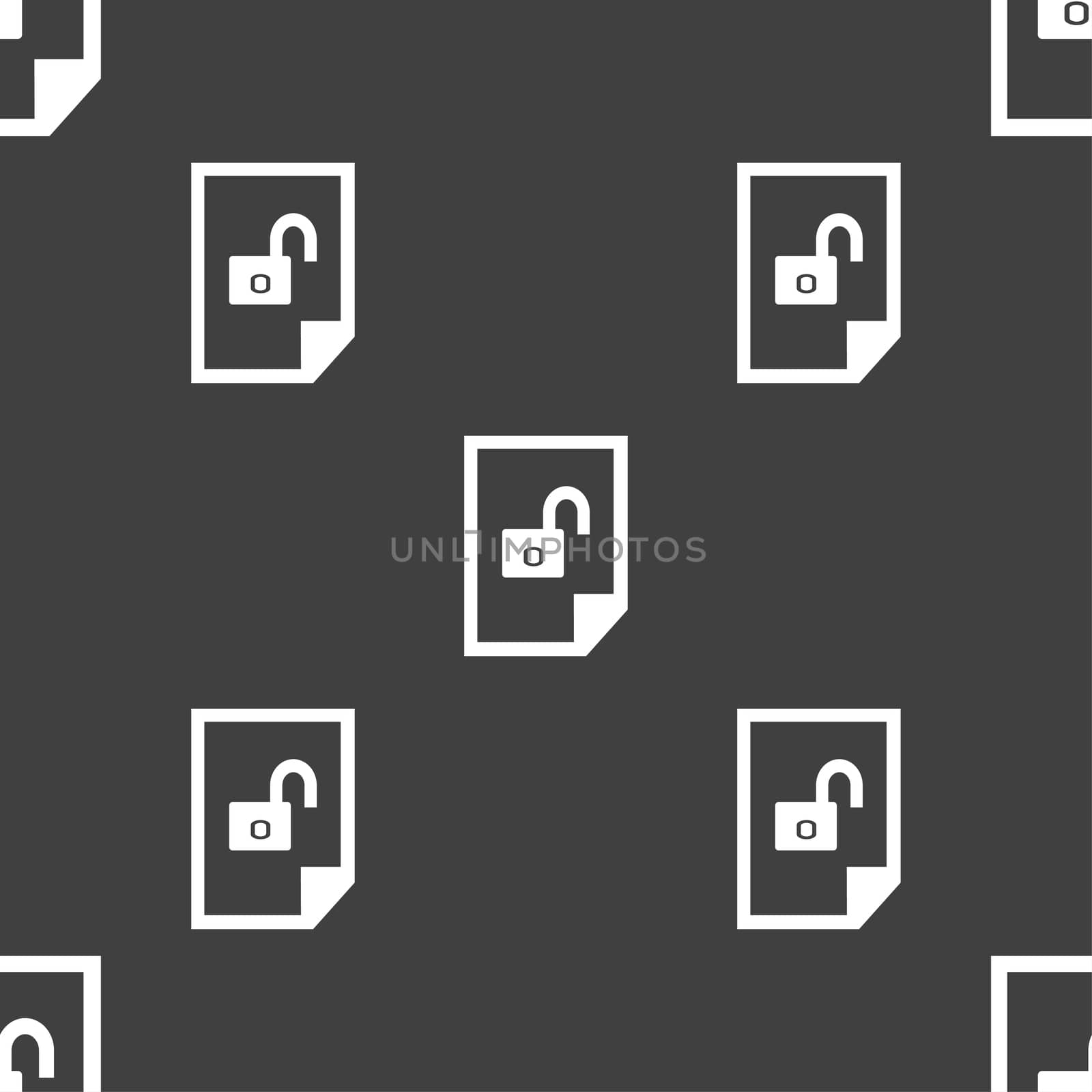 File unlocked icon sign. Seamless pattern on a gray background. illustration