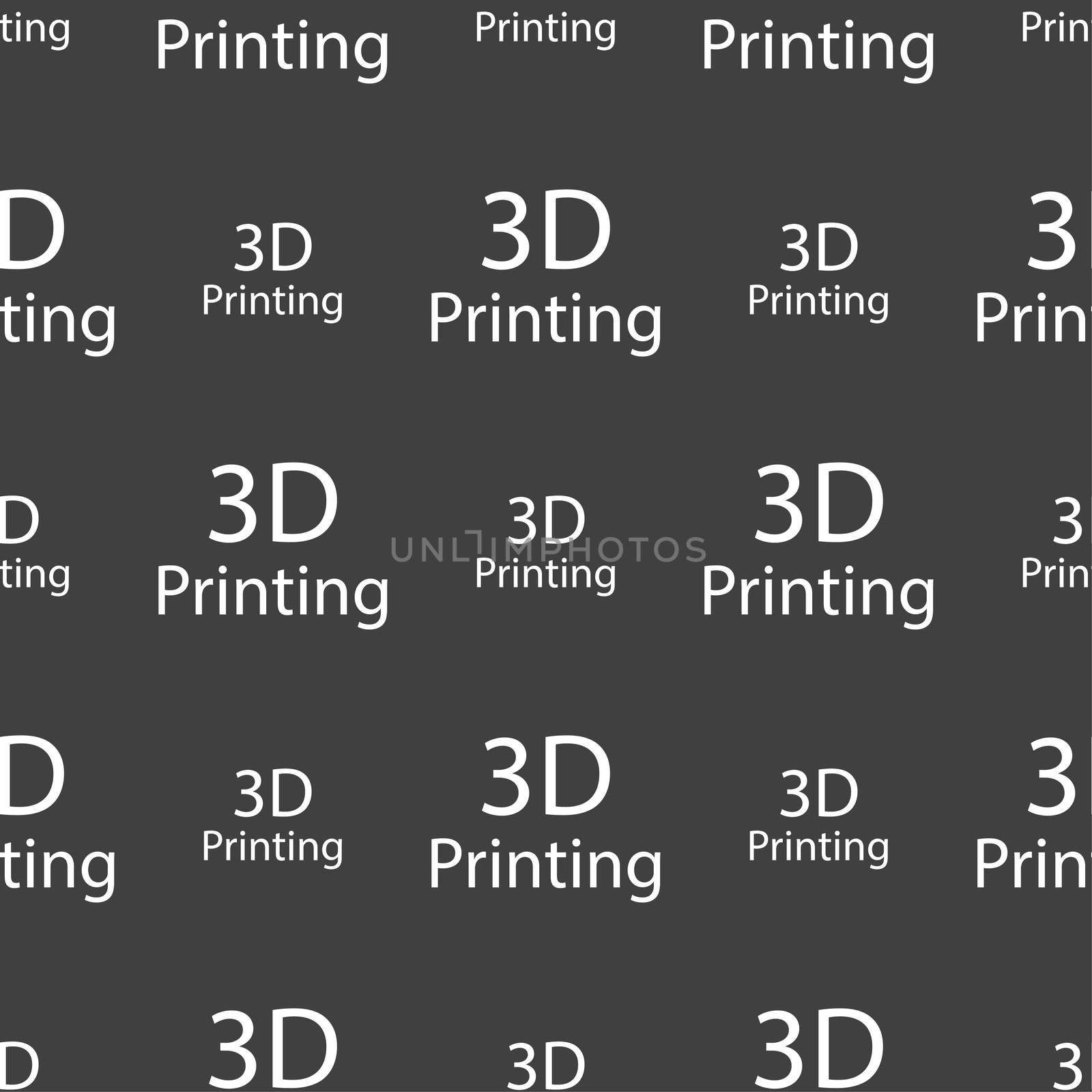 3D Print sign icon. 3d-Printing symbol. Seamless pattern on a gray background. illustration