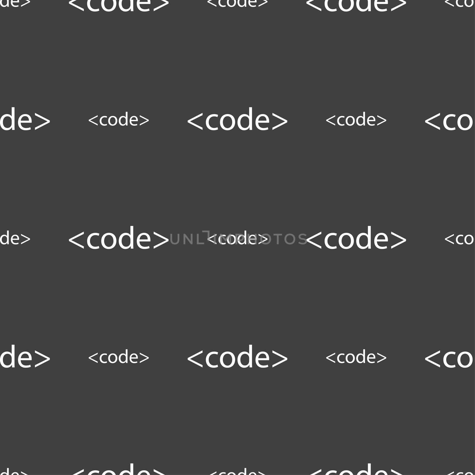 Code sign icon. Programming language symbol. Seamless pattern on a gray background. illustration