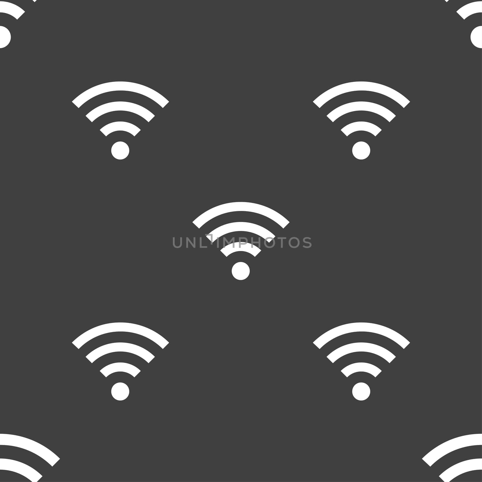 Wifi sign. Wi-fi symbol. Wireless Network icon zone. Seamless pattern on a gray background. illustration