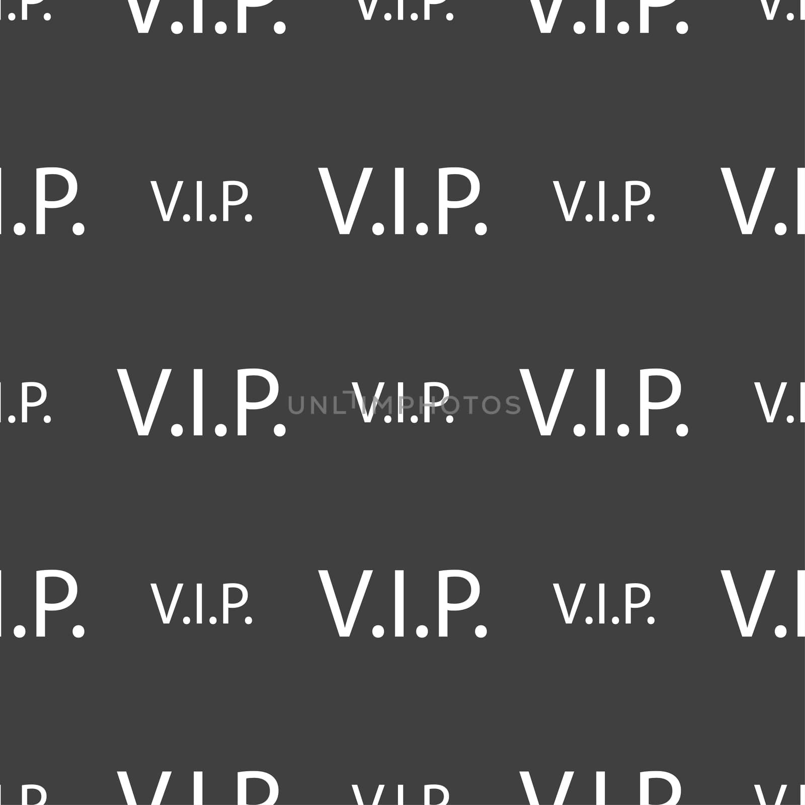 Vip sign icon. Membership symbol. Very important person. Seamless pattern on a gray background. illustration