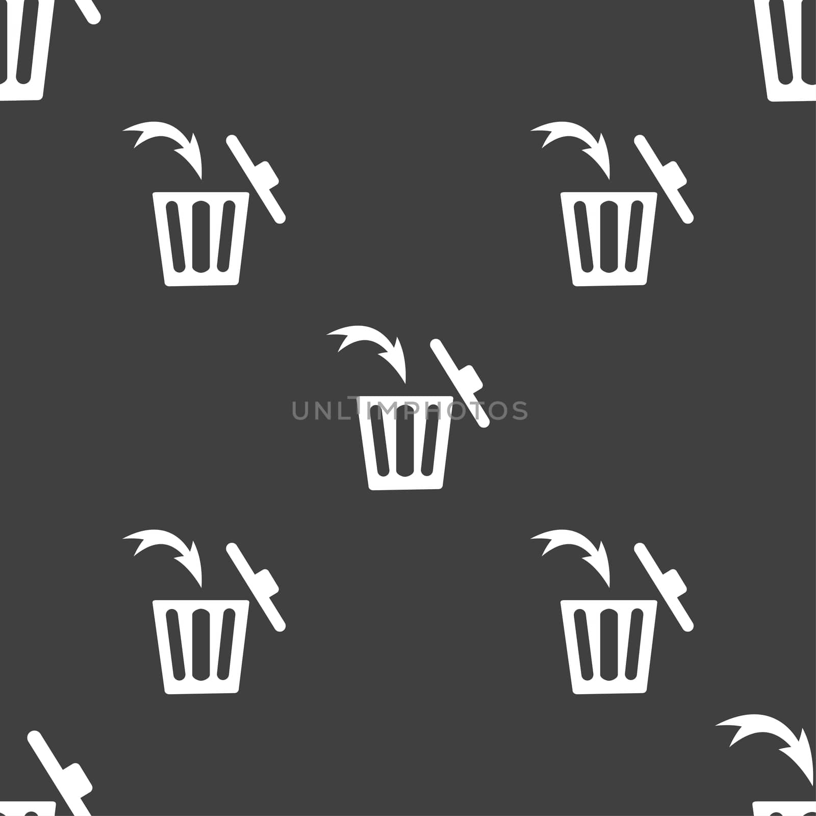 Recycle bin sign icon. Seamless pattern on a gray background. illustration