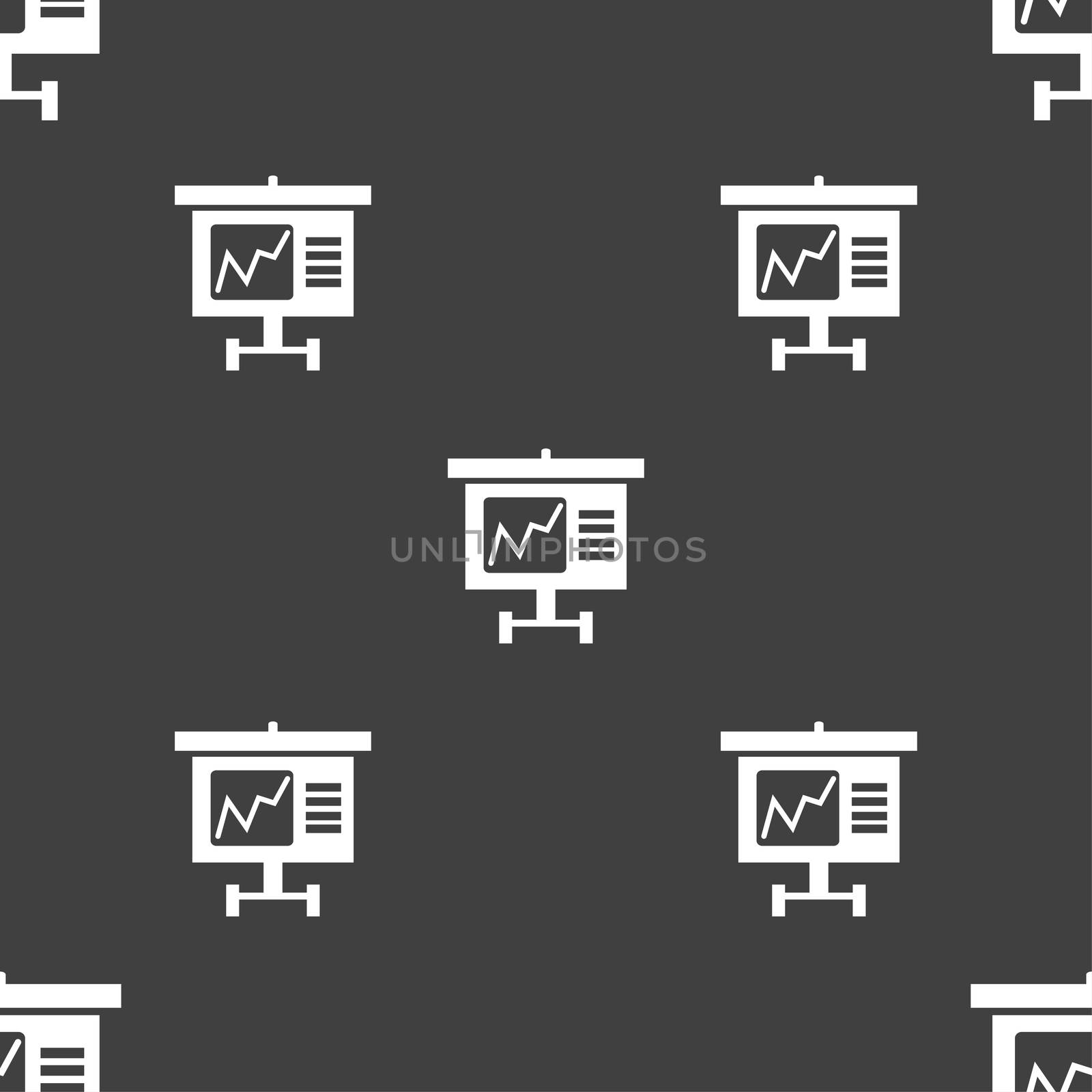 Graph icon sign. Seamless pattern on a gray background. illustration