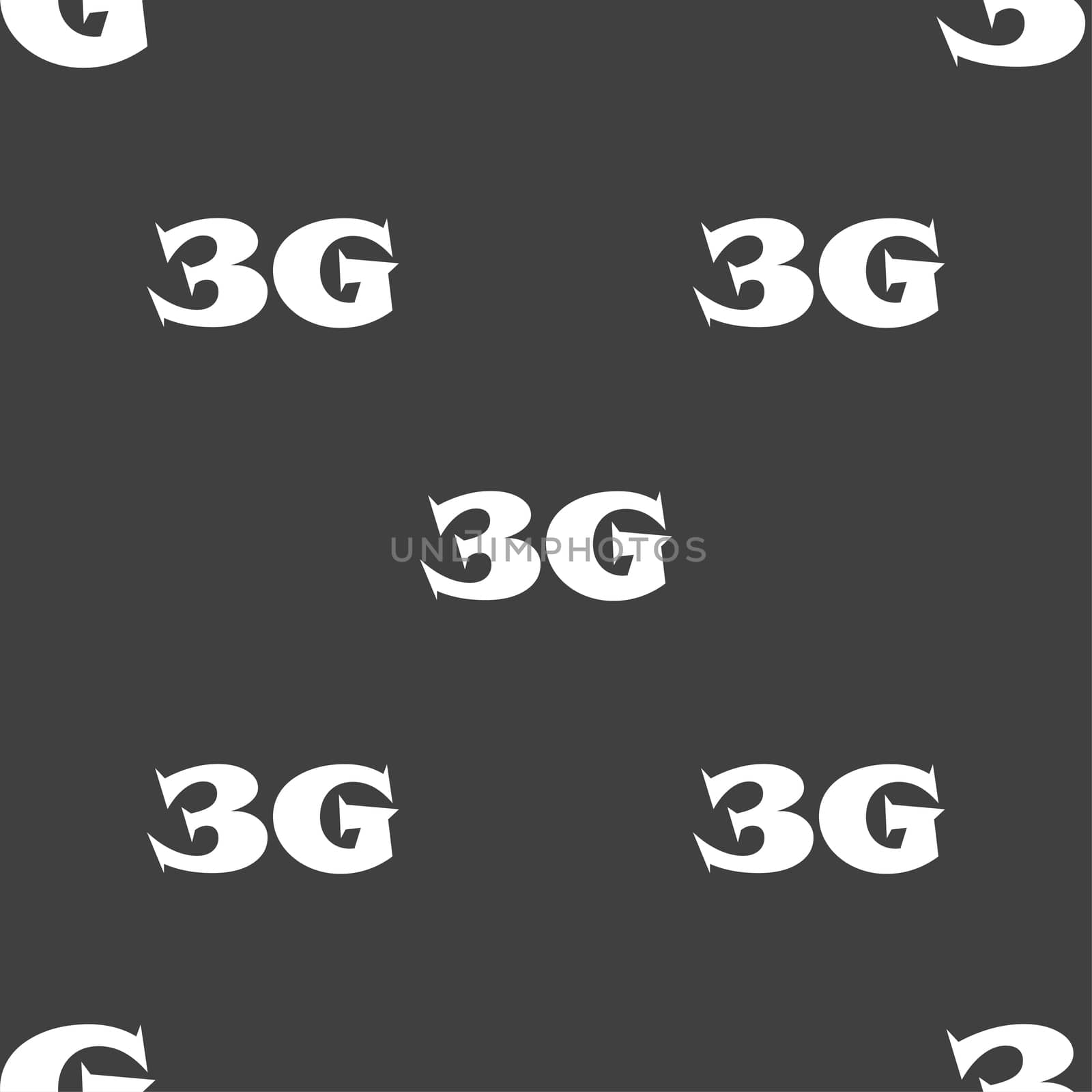 3G sign icon. Mobile telecommunications technology symbol. Seamless pattern on a gray background. illustration