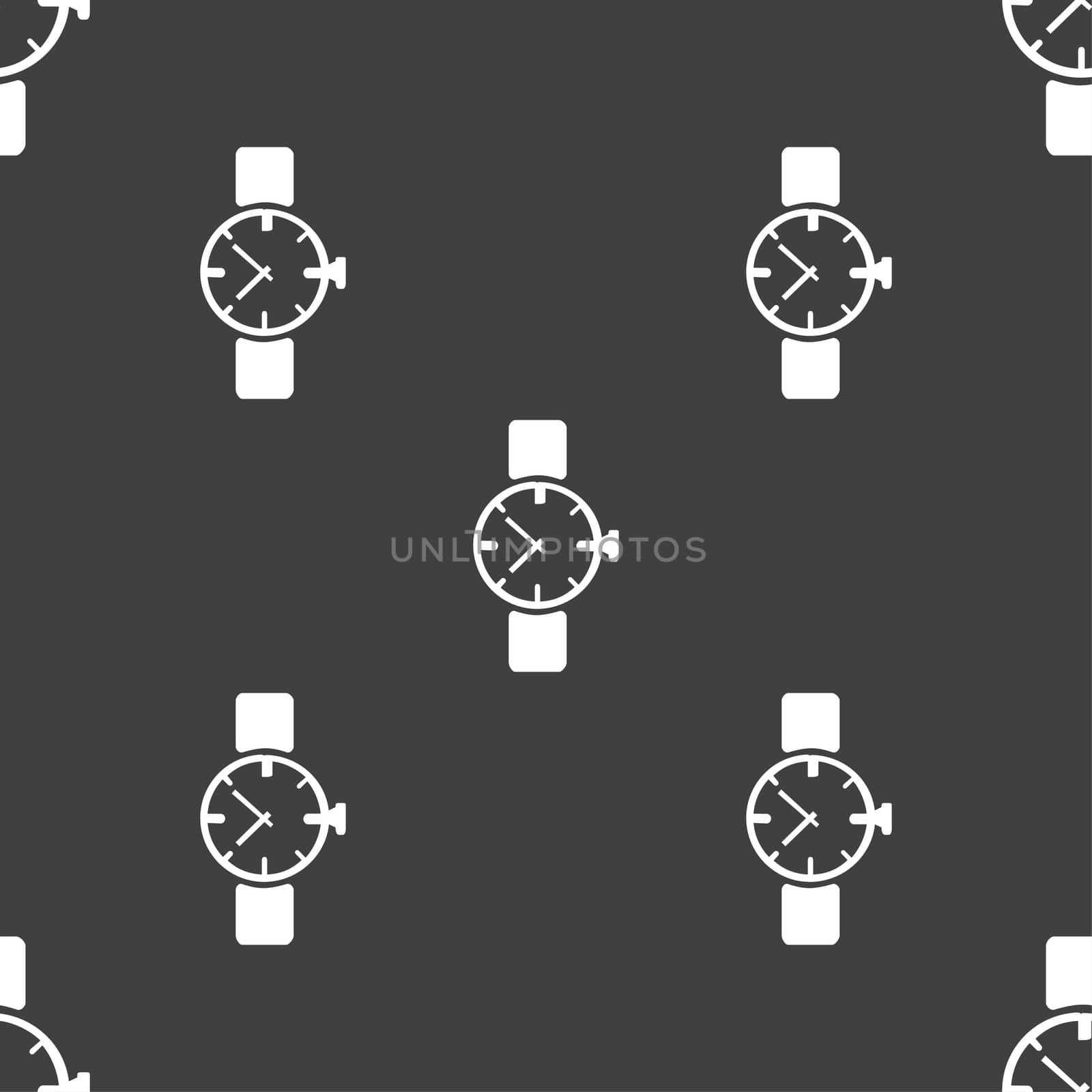 watches icon symbol . Seamless pattern on a gray background. illustration