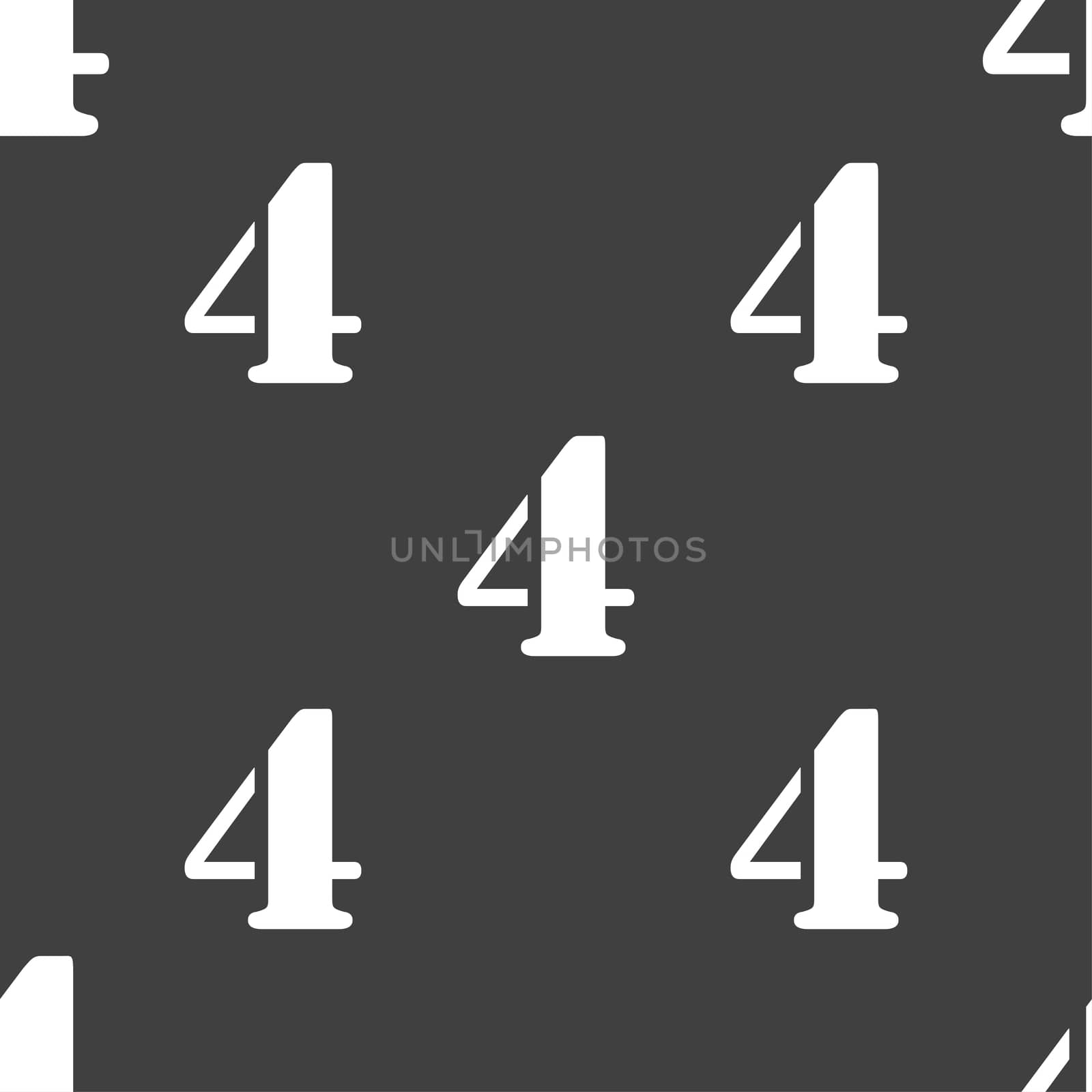 number four icon sign. Seamless pattern on a gray background. illustration