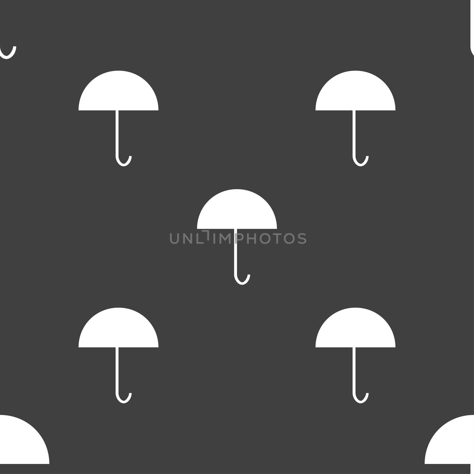 Umbrella sign icon. Rain protection symbol. Seamless pattern on a gray background.  by serhii_lohvyniuk