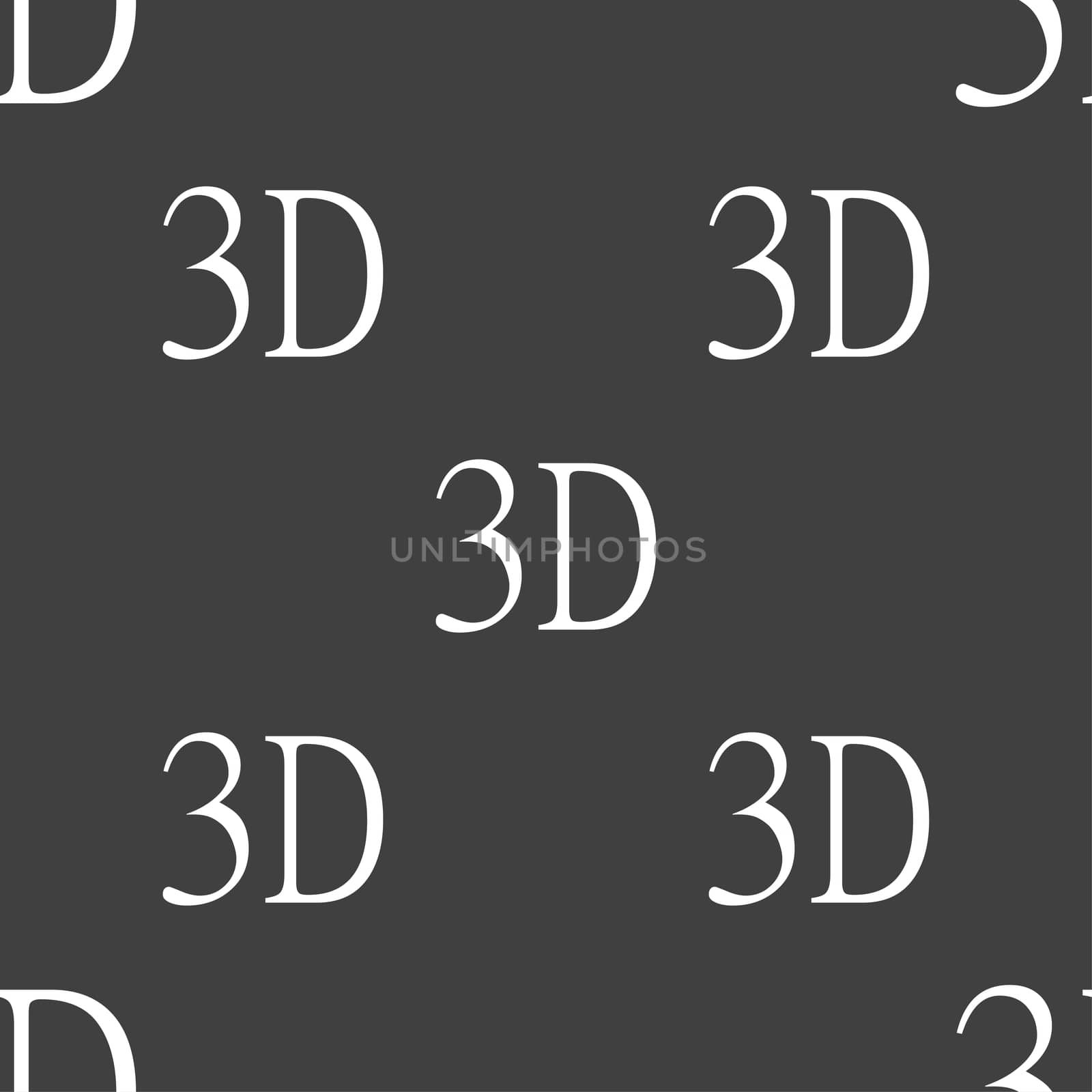 3D sign icon. 3D New technology symbol. Seamless pattern on a gray background. illustration