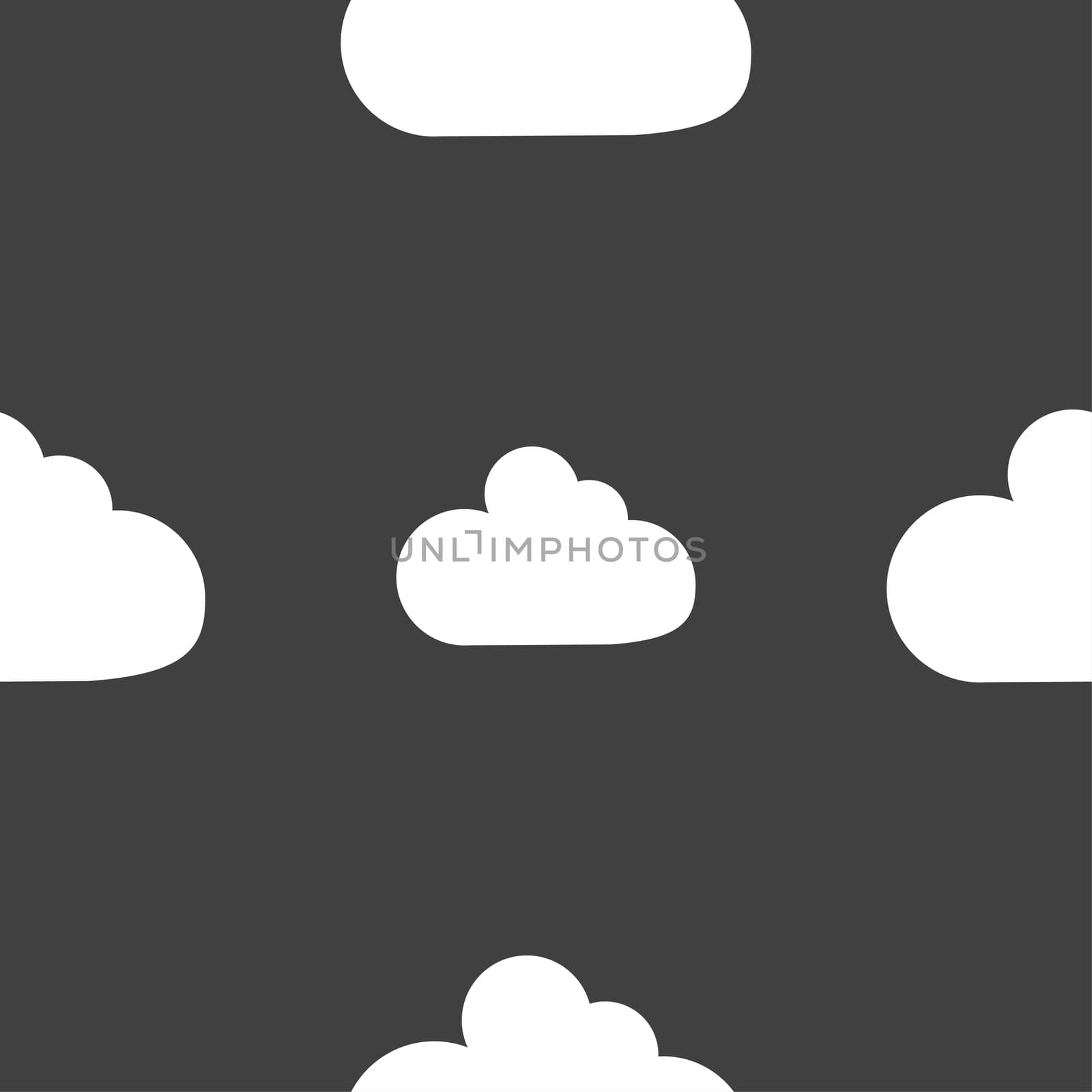 Cloud sign icon. Data storage symbol. Seamless pattern on a gray background.  by serhii_lohvyniuk