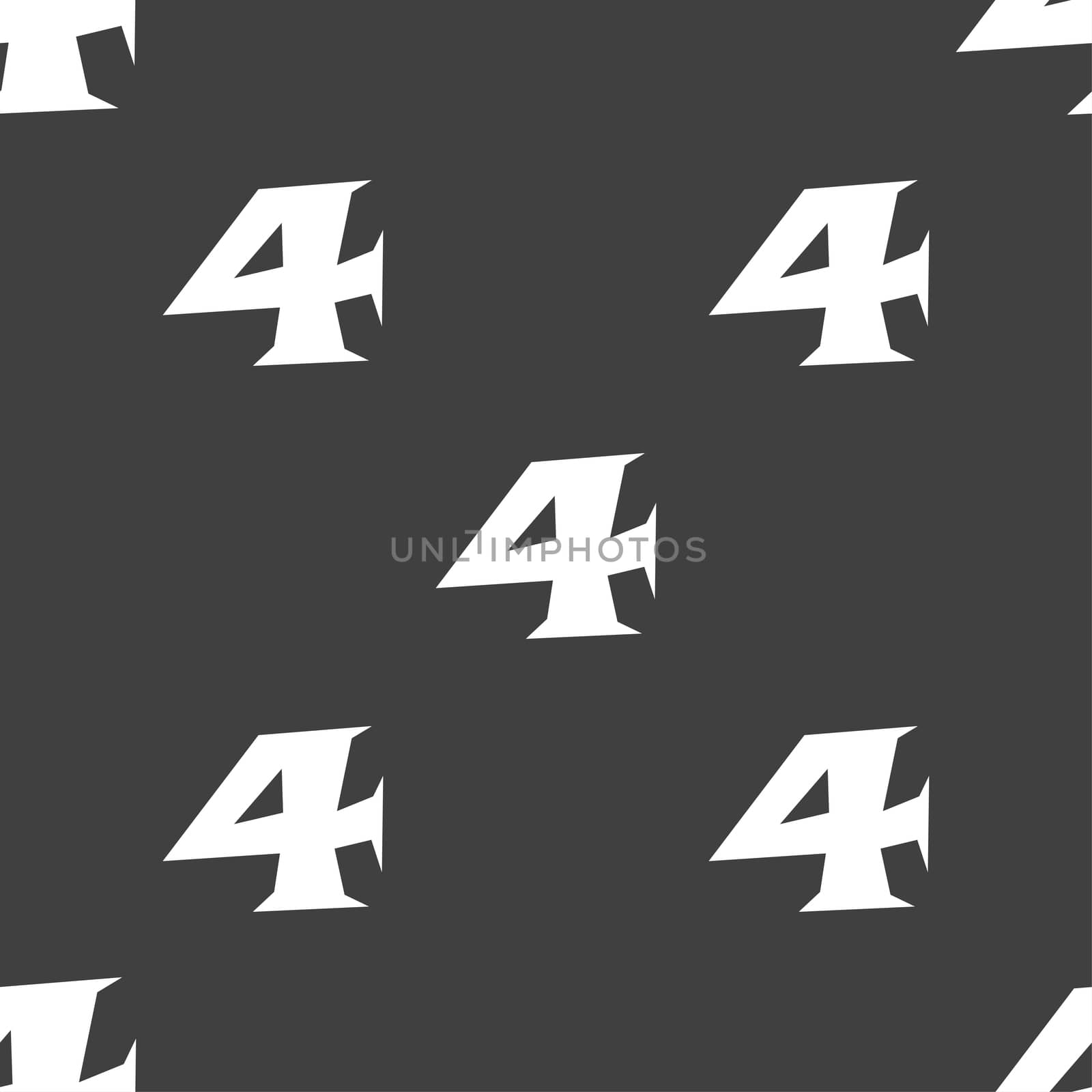 number four icon sign. Seamless pattern on a gray background. illustration