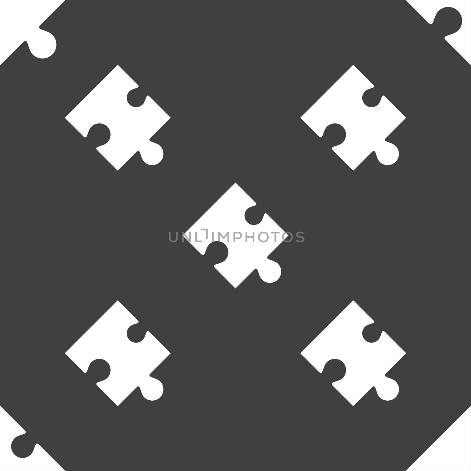 Puzzle piece icon sign. Seamless pattern on a gray background. illustration