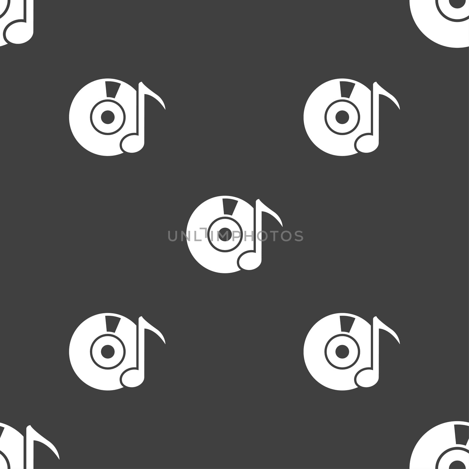 CD or DVD icon sign. Seamless pattern on a gray background.  by serhii_lohvyniuk