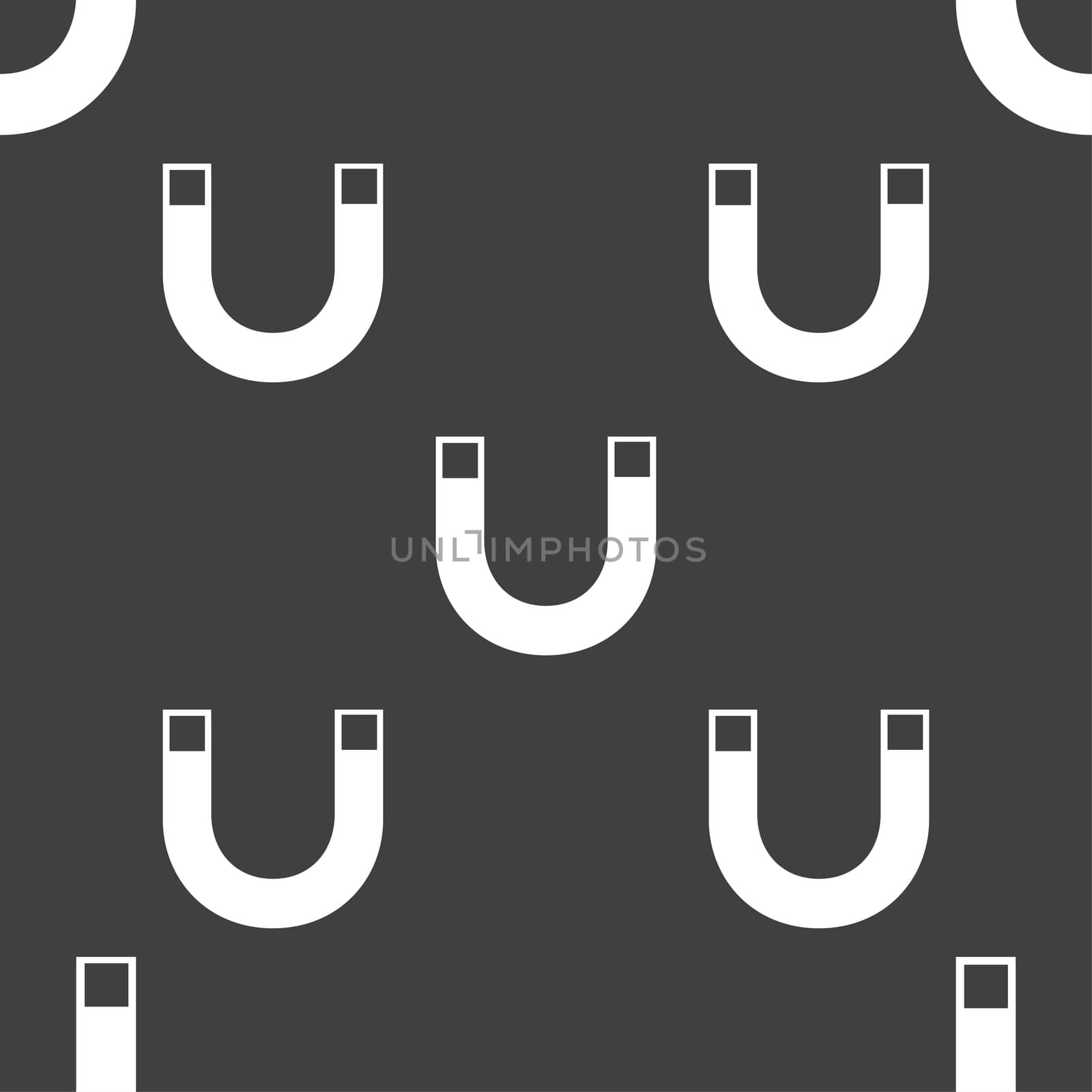 magnet sign icon. horseshoe it symbol. Repair sig. Seamless pattern on a gray background.  by serhii_lohvyniuk