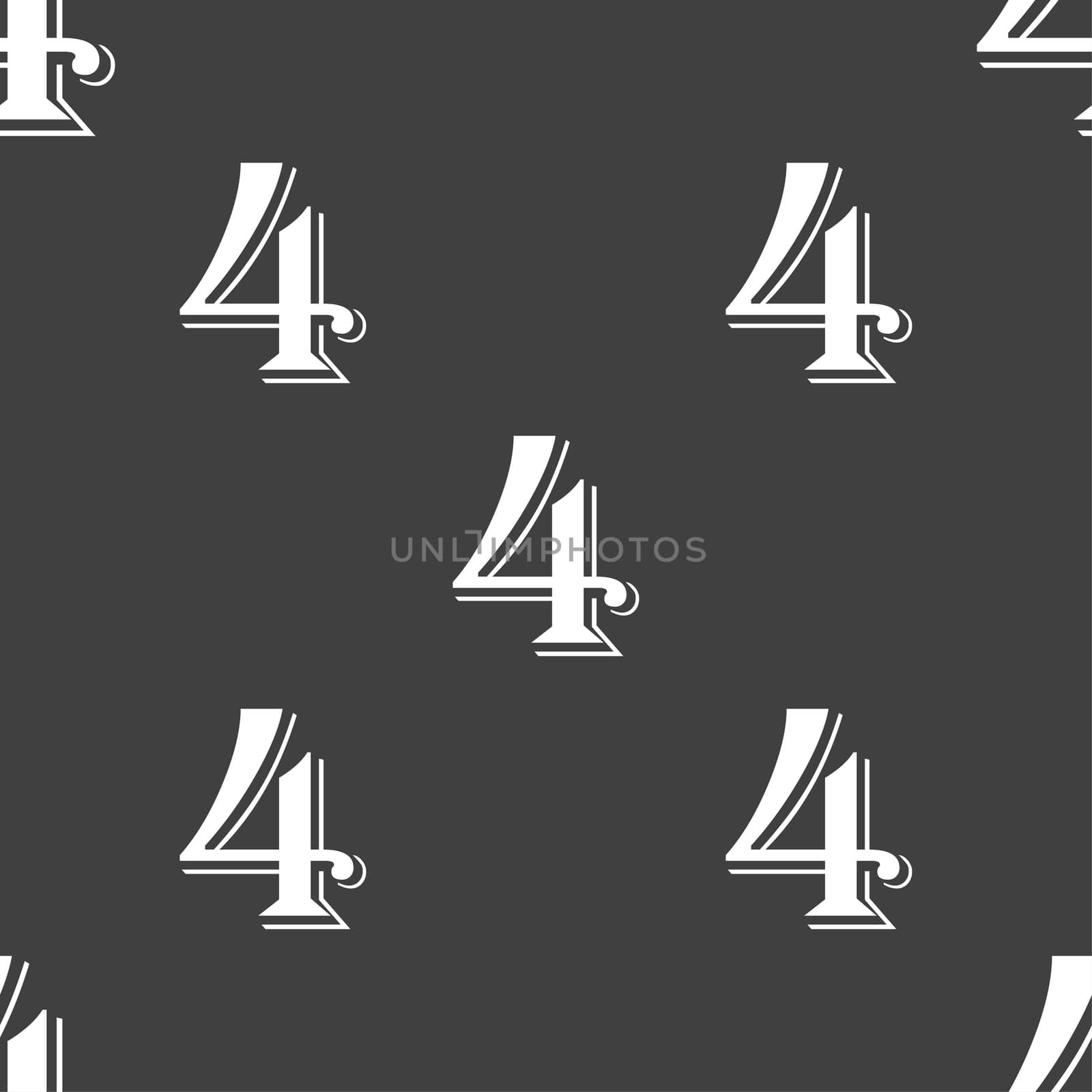 number four icon sign. Seamless pattern on a gray background. illustration