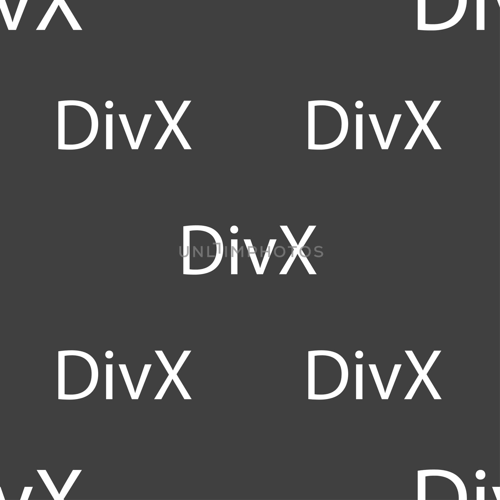 DivX video format sign icon. symbol. Seamless pattern on a gray background. illustration