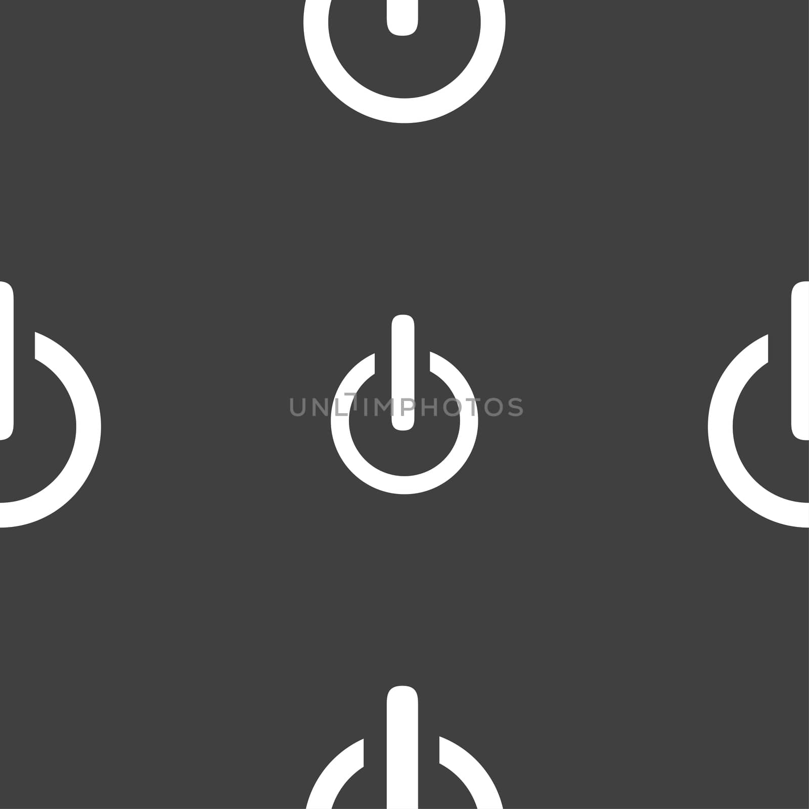 Power sign icon. Switch on symbol. Seamless pattern on a gray background. illustration