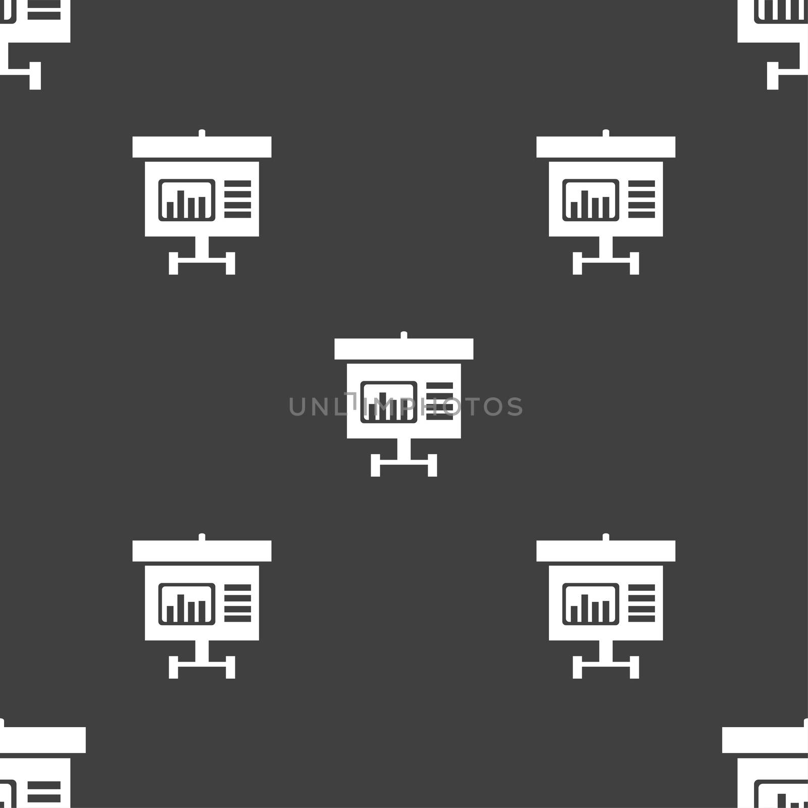 Graph icon sign. Seamless pattern on a gray background. illustration