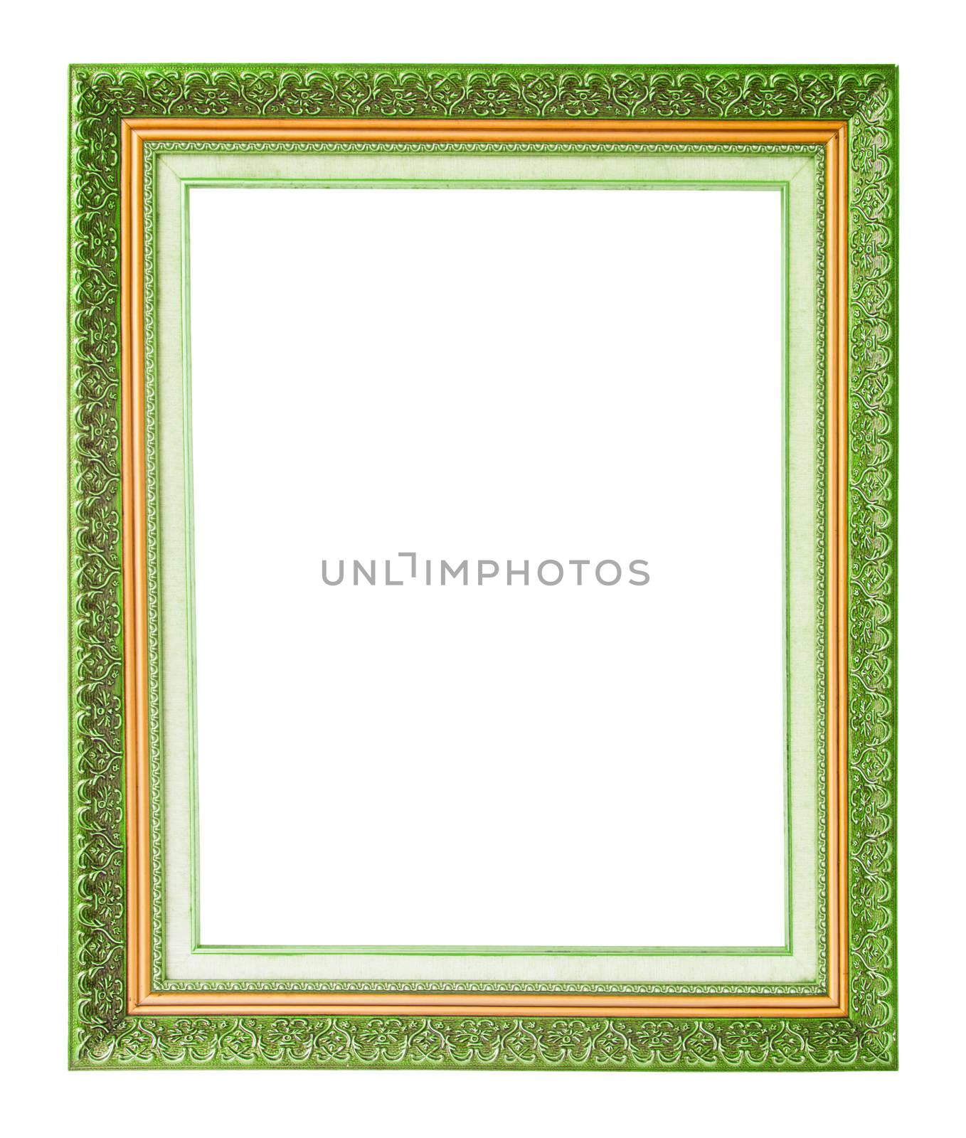 antique gold frame isolated on white background by Gamjai