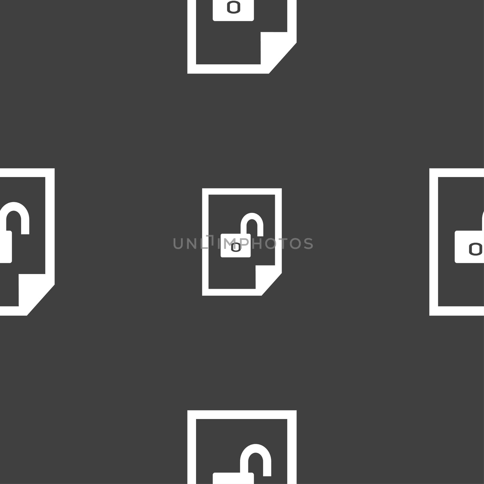 File unlocked icon sign. Seamless pattern on a gray background. illustration