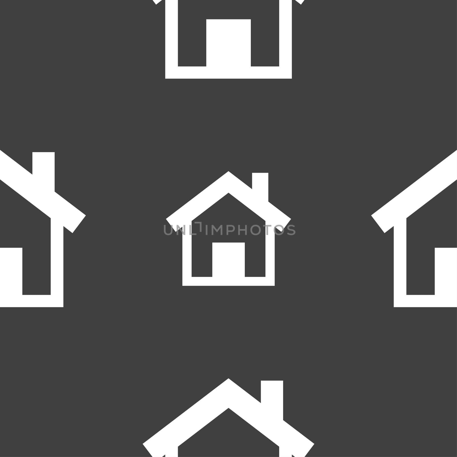 Home sign icon. Main page button. Navigation symbol. Seamless pattern on a gray background. illustration