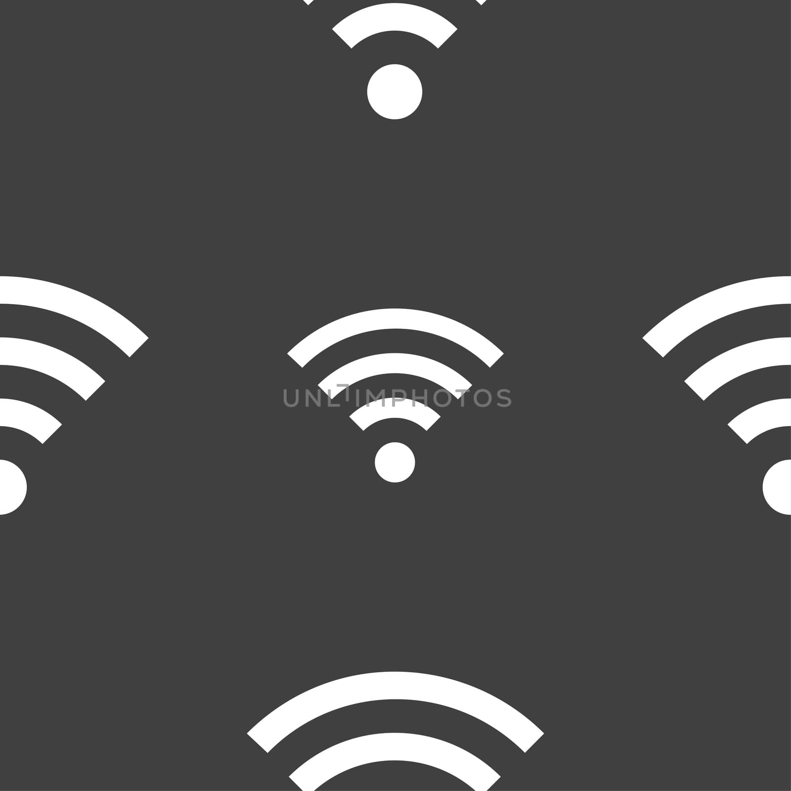 Wifi sign. Wi-fi symbol. Wireless Network icon zone. Seamless pattern on a gray background.  by serhii_lohvyniuk